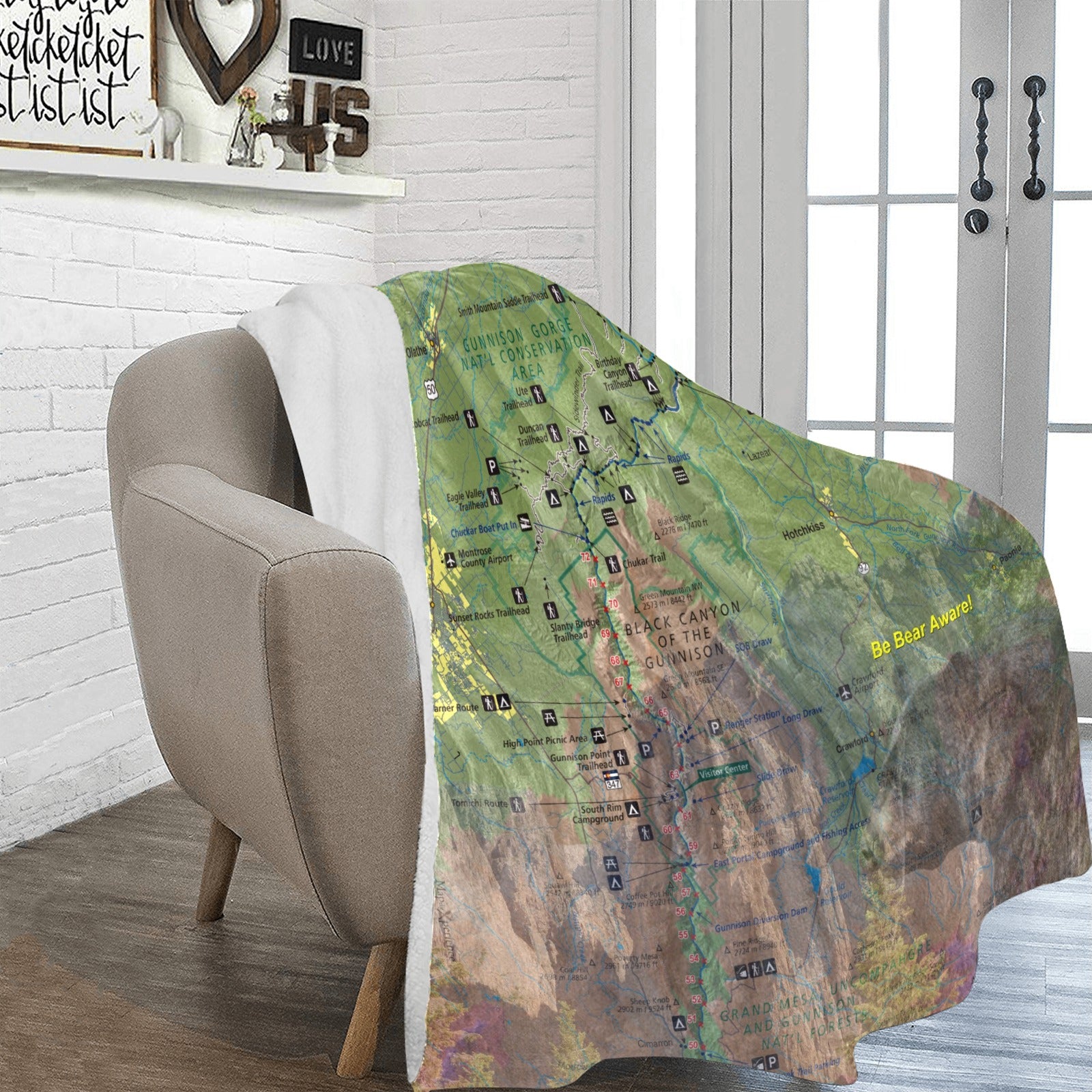 Black Canyon of the Gunnison National Park Map Ultra-Soft Micro Fleece Blanket