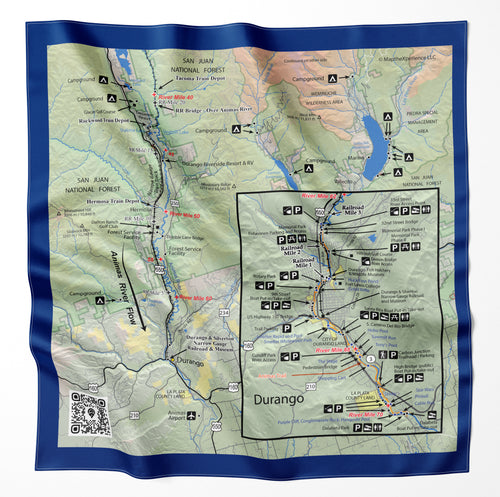 Animas River Colorado Microfiber Map Bandana