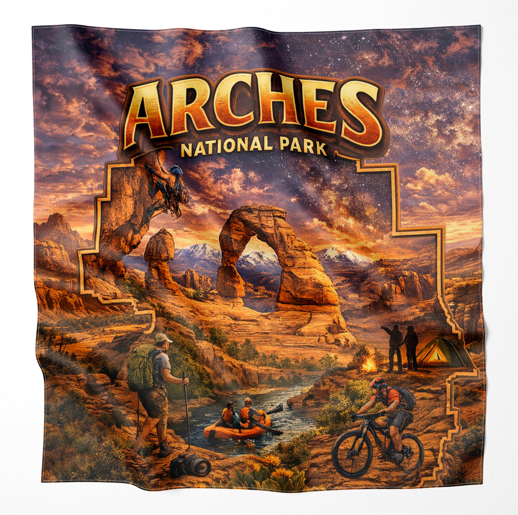 Arches National Park – Microfiber Map Cloth Bandana