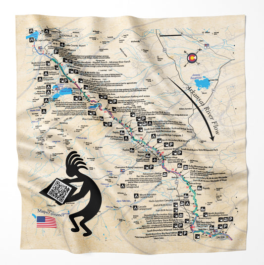 Arkansas River, Colorado Microfiber Map Bandana