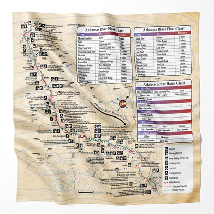 Arkansas River, Colorado Microfiber Map Bandana