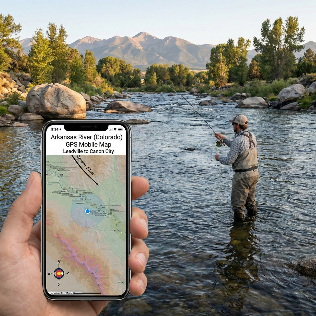 Arkansas River Colorado Mobile GPS Fishing Map