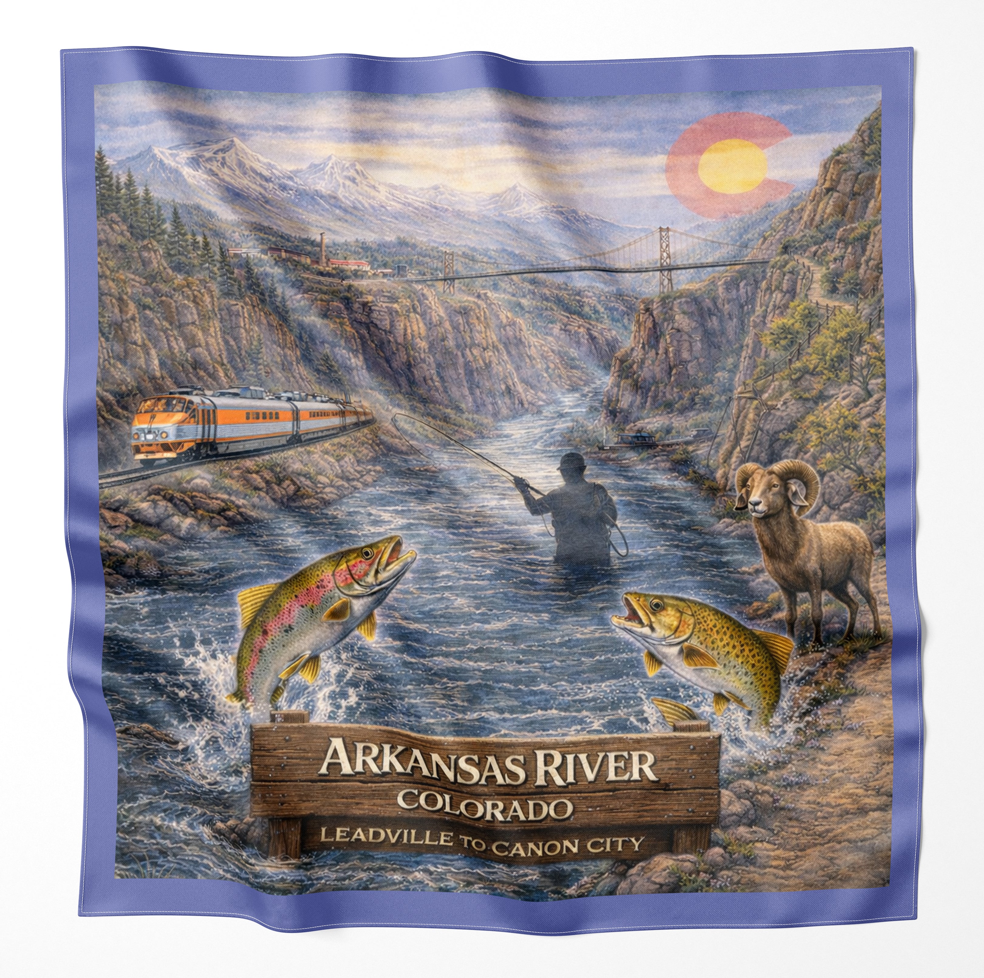 Arkansas River Colorado Fly Fishing Microfiber Cloth Bandana