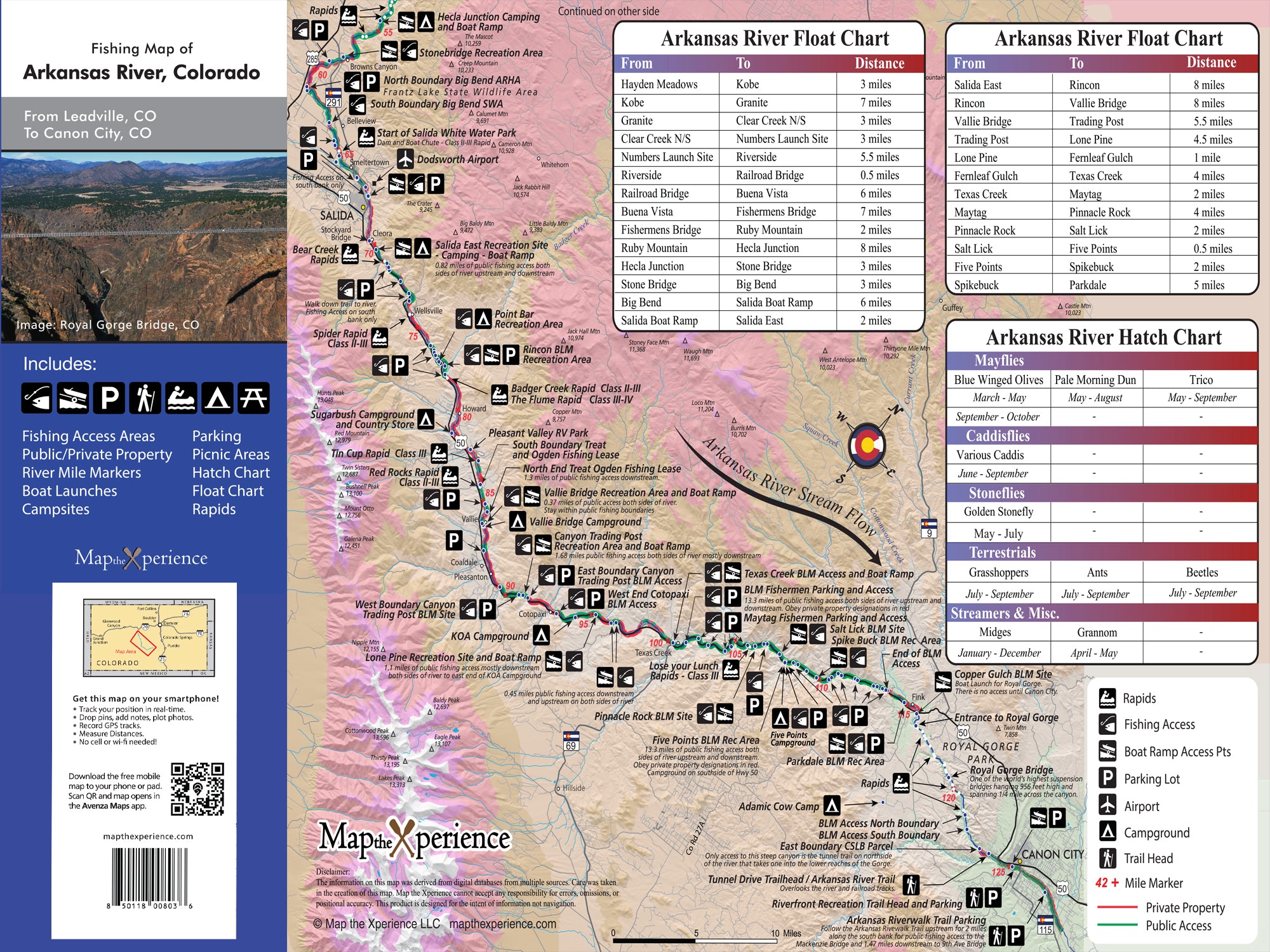 Arkansas River Colorado Paper Fly Fishing Map
