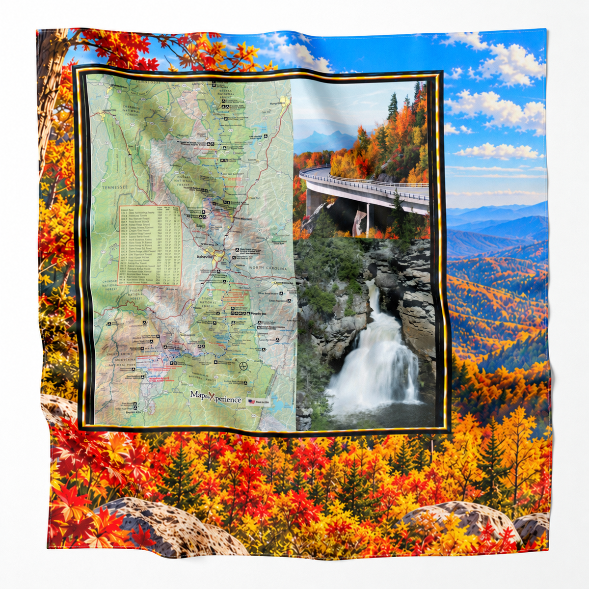 Blue Ridge Parkway North Carolina – Microfiber Map Cloth Bandana