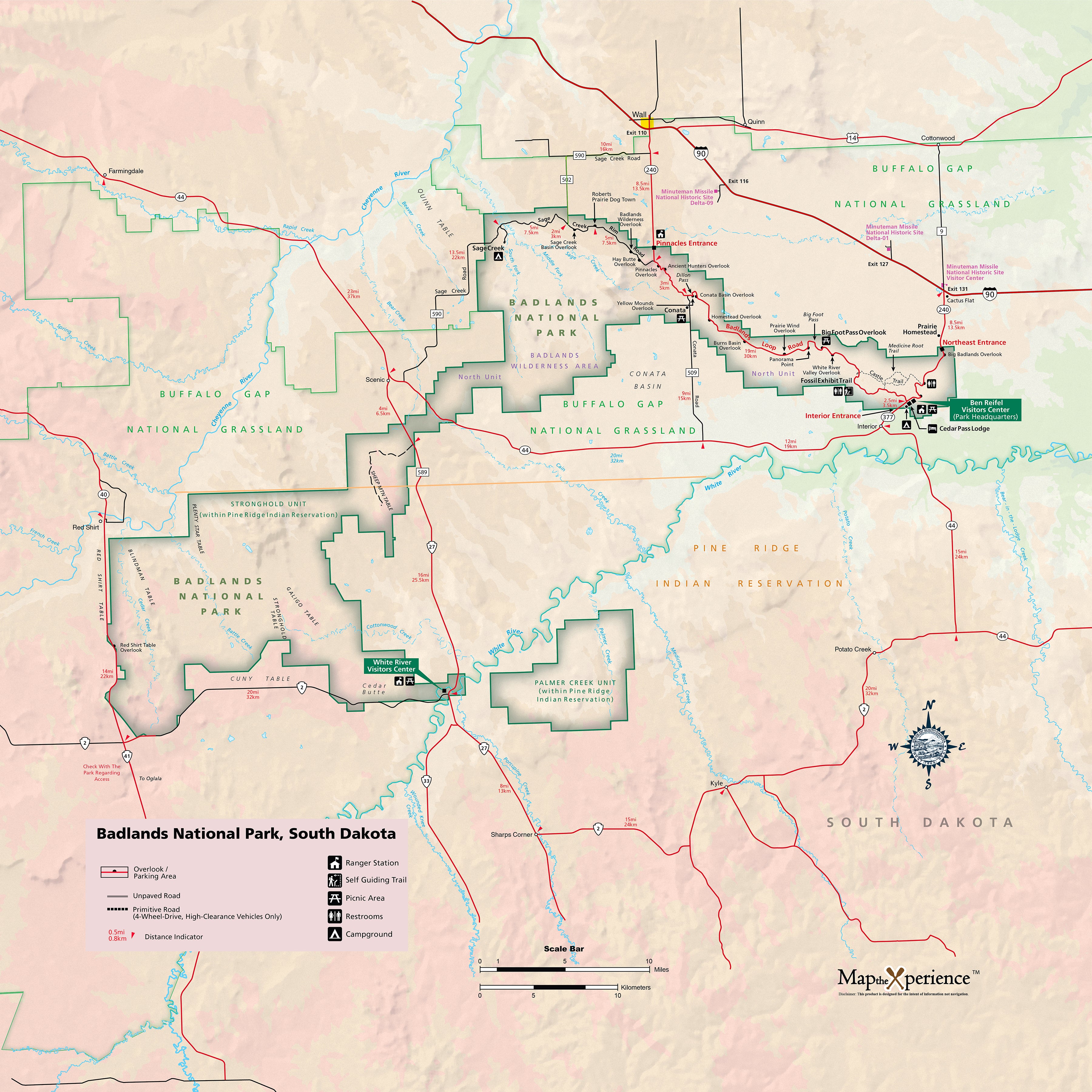 Badlands National Park Map X Guard Neck Gaiter