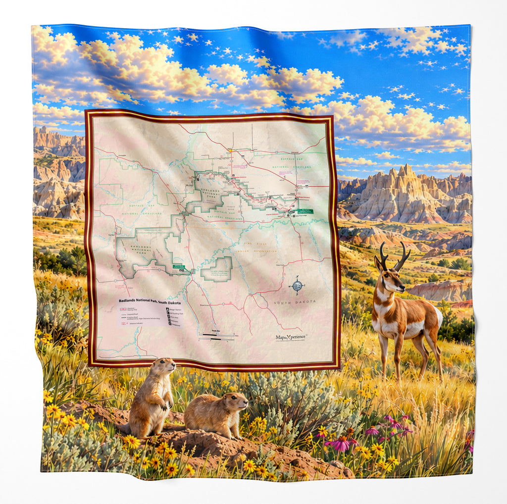 Badlands National Park – Microfiber Map Cloth Bandana
