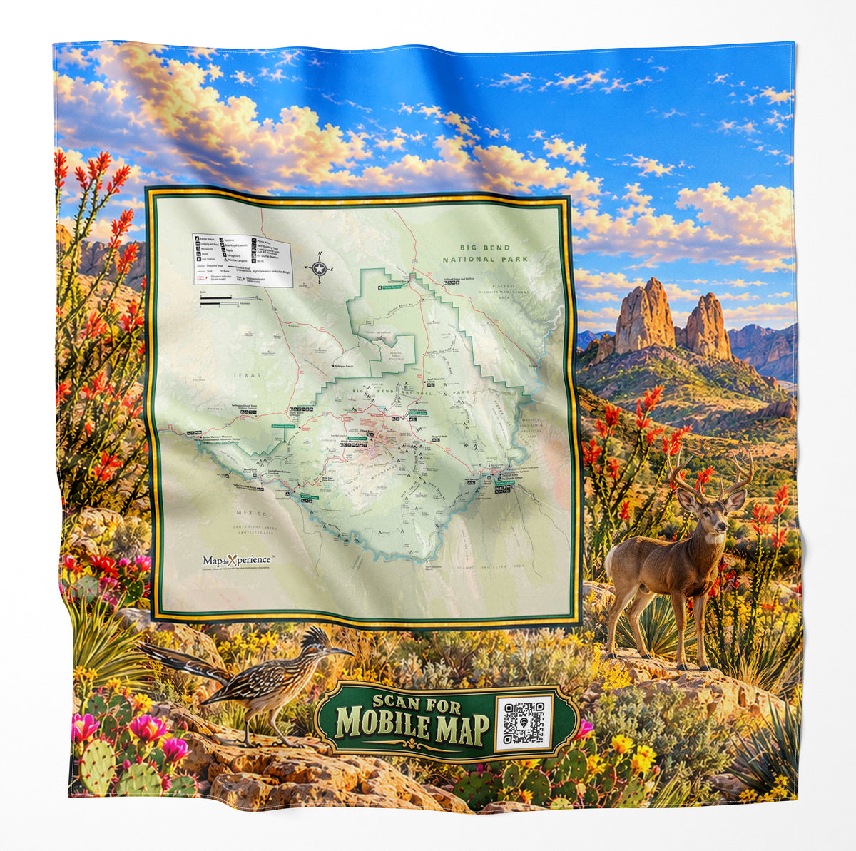 Big Bend National Park – Microfiber Map Cloth Bandana