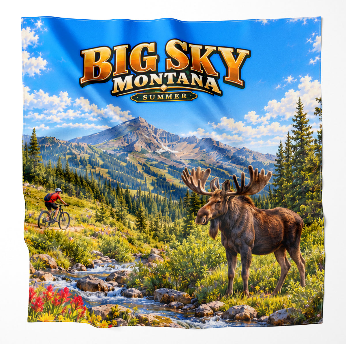 Big Sky Montana Summer Trails – Microfiber Map Cloth Bandana
