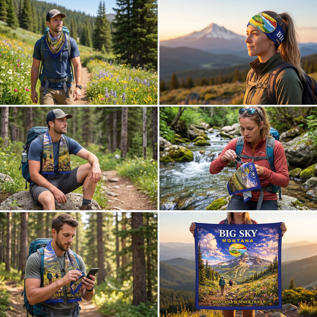 Big Sky Montana Summer Trails Handy Map Microfiber Cloth Bandana