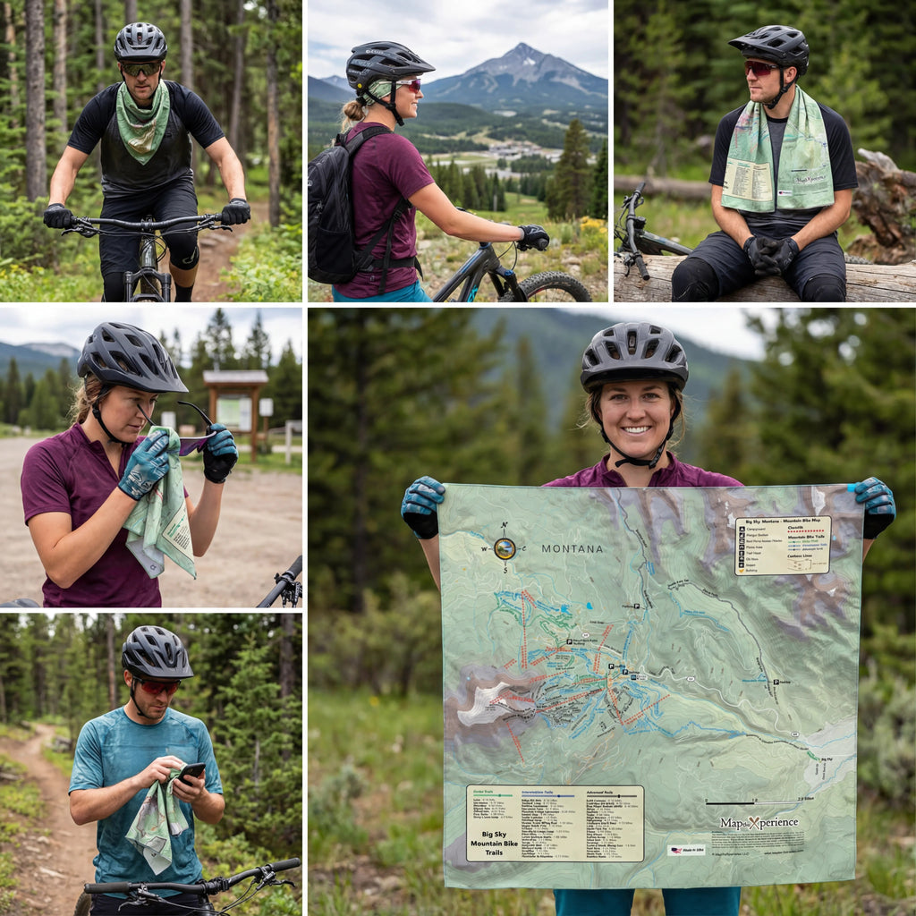 Big Sky Montana Summer Trails Handy Map Microfiber Cloth Bandana
