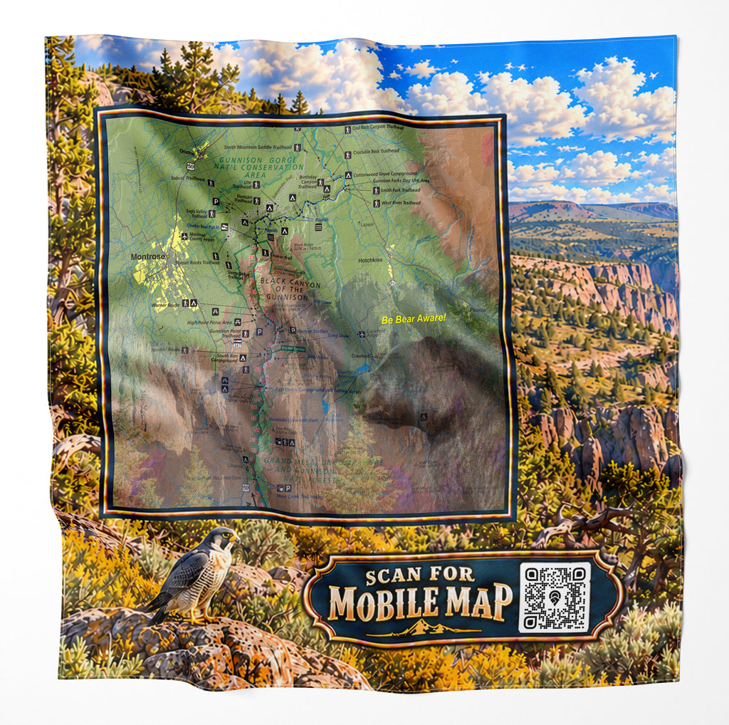 Black Canyon of the Gunnison National Park – Microfiber Map Cloth Bandana