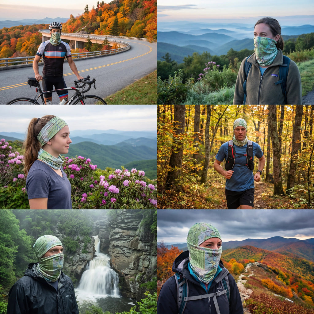 Blue Ridge Parkway North Carolina Map X Guard Neck Gaiter