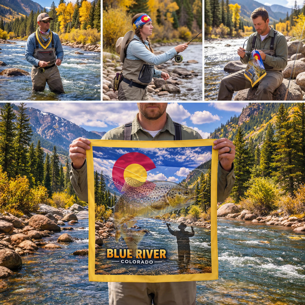 Blue River Colorado – Fly Fishing Microfiber Cloth Bandana + Waterproof Map