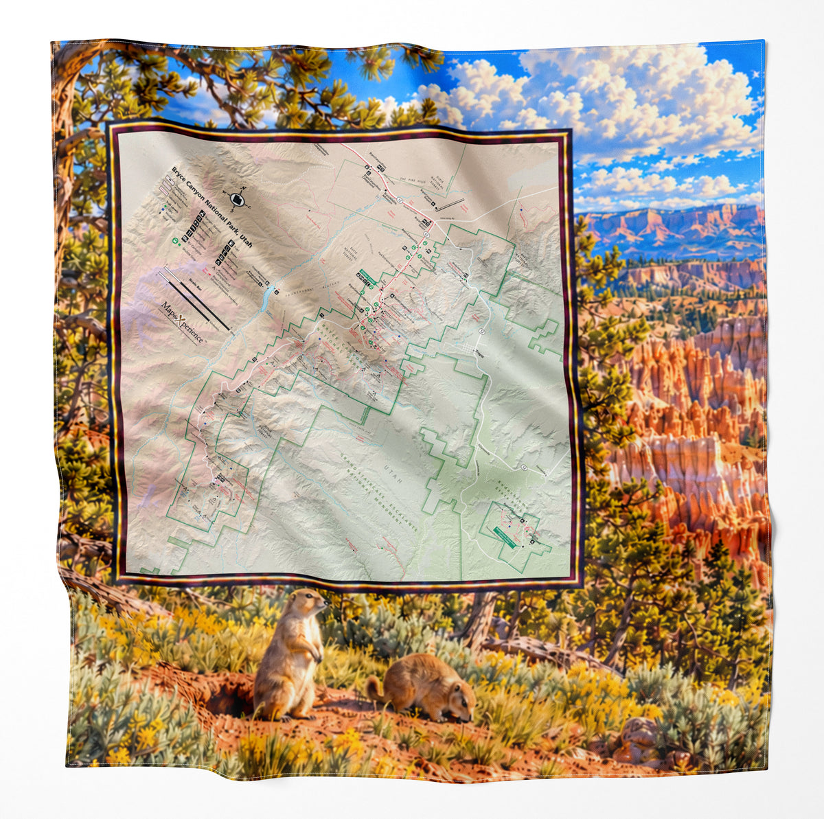 Bryce Canyon National Park – Microfiber Map Cloth Bandana