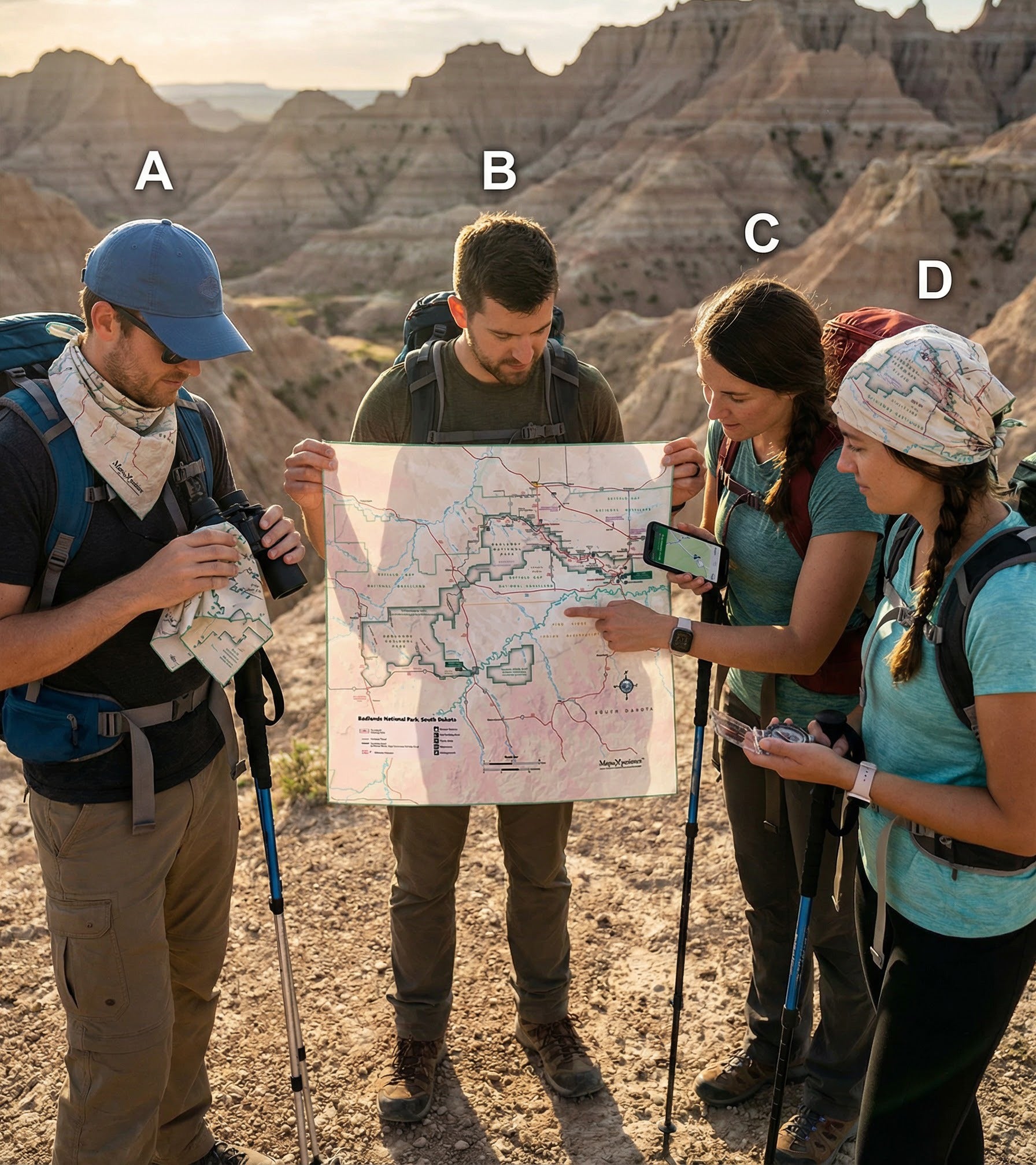 Badlands National Park Handy Map Microfiber Cloth Bandana