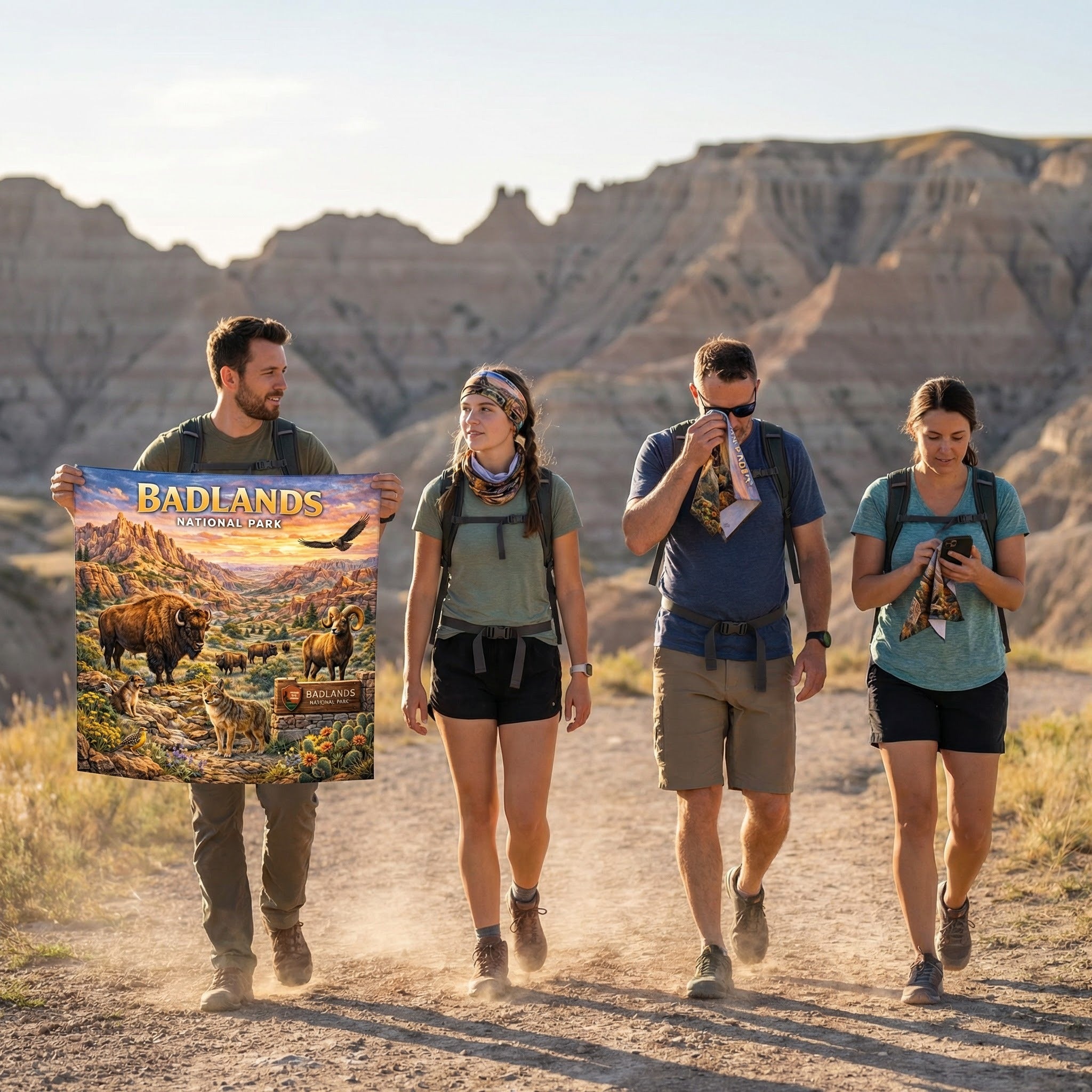 Badlands National Park Handy Map Microfiber Cloth Bandana