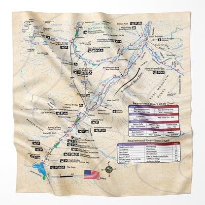 Ruby River, Montana Microfiber Map Bandana