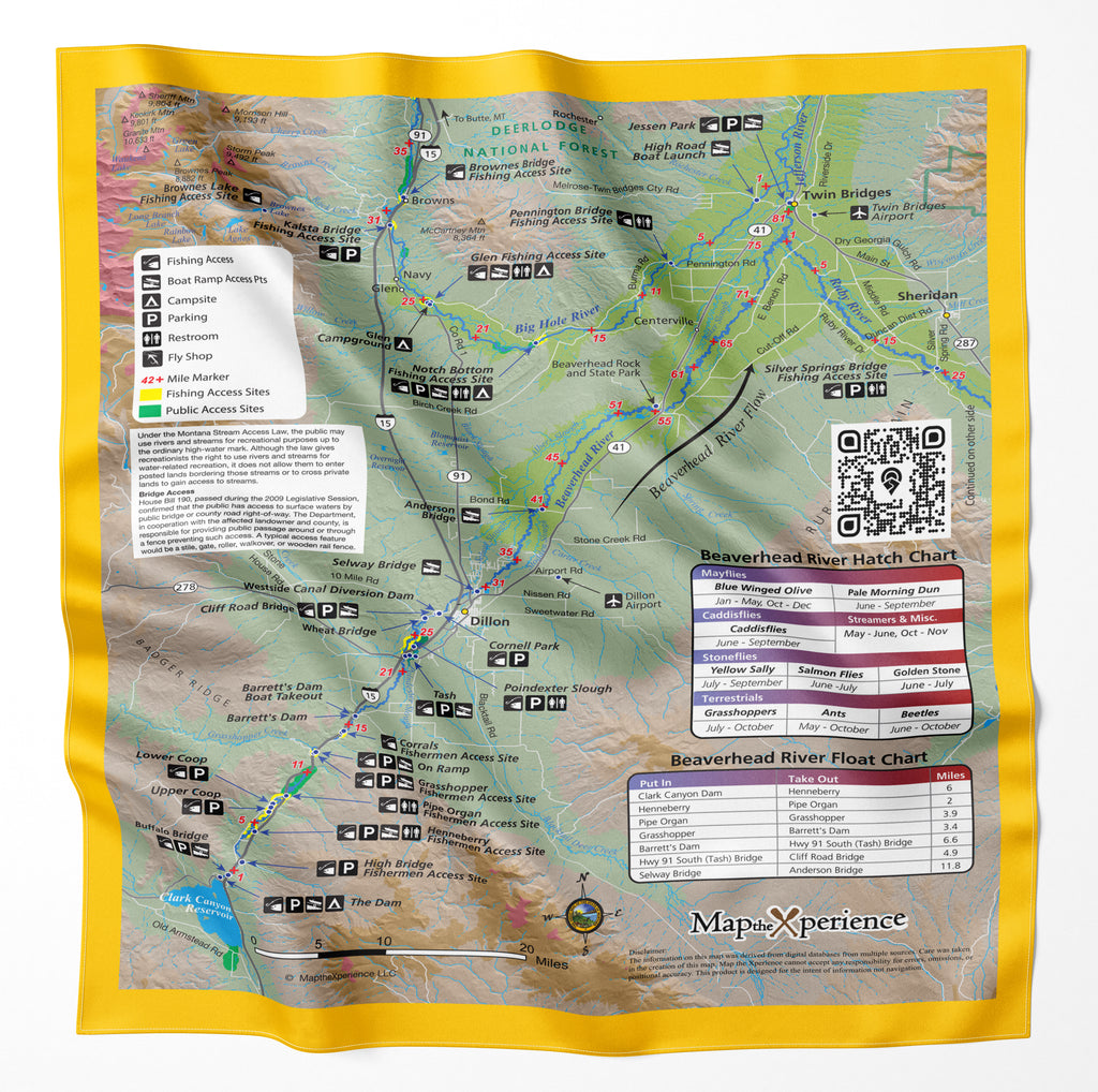 Beaverhead River Montana Microfiber Map Bandana