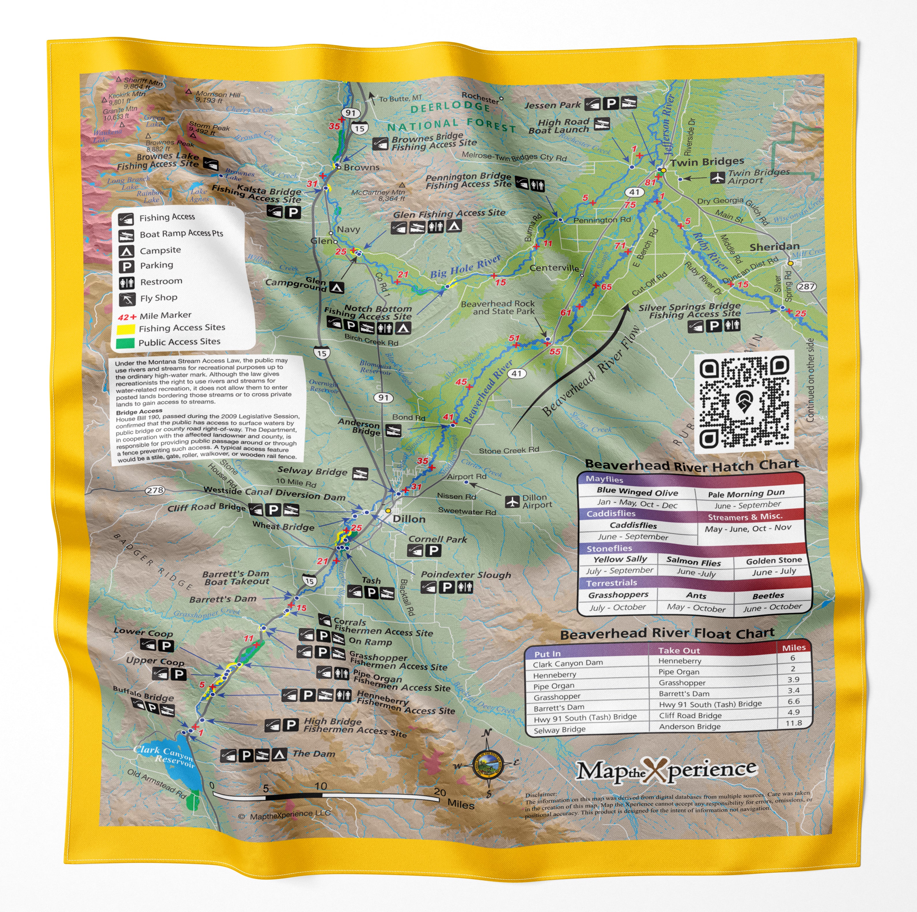 Beaverhead River Montana Microfiber Map Bandana