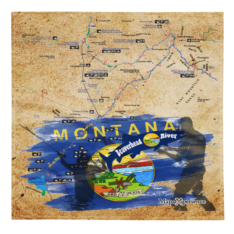 Beaverhead River, Montana Handy Map Microfiber Bandana