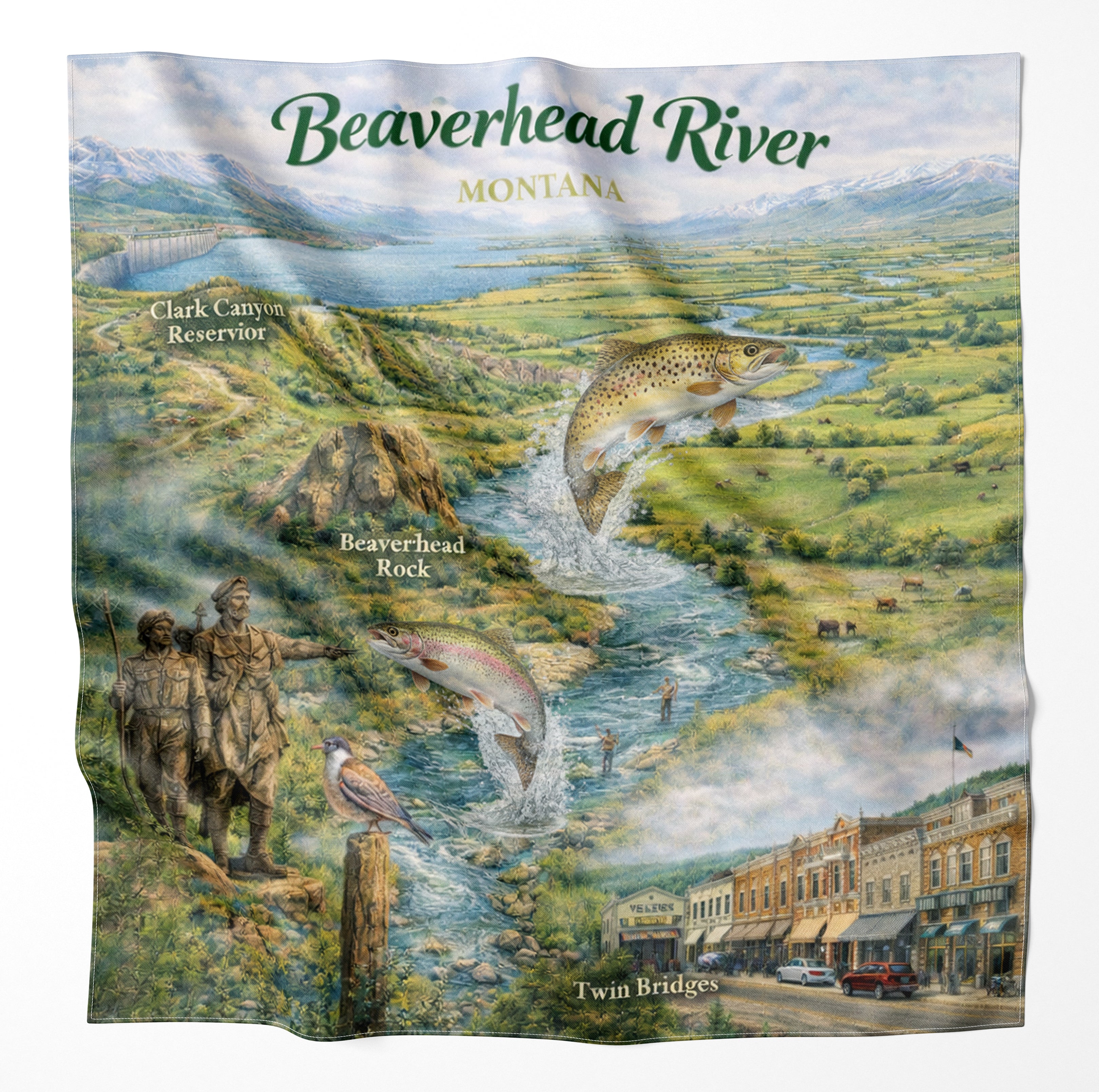 Beaverhead River Montana Microfiber Cloth Bandana