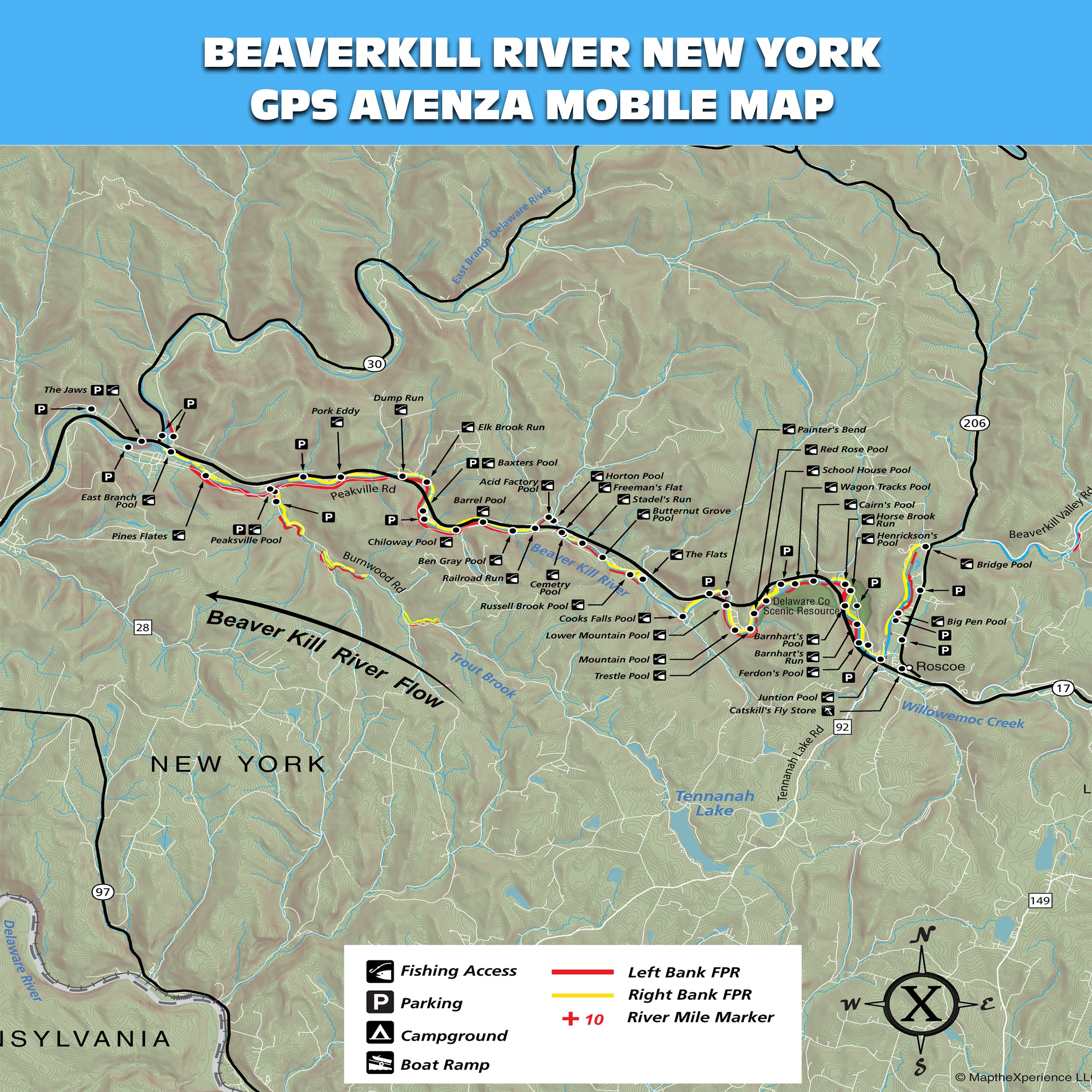 Beaverkill River New York Mobile GPS Fishing Map
