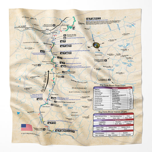 Big Hole River, Montana Microfiber Map Bandana