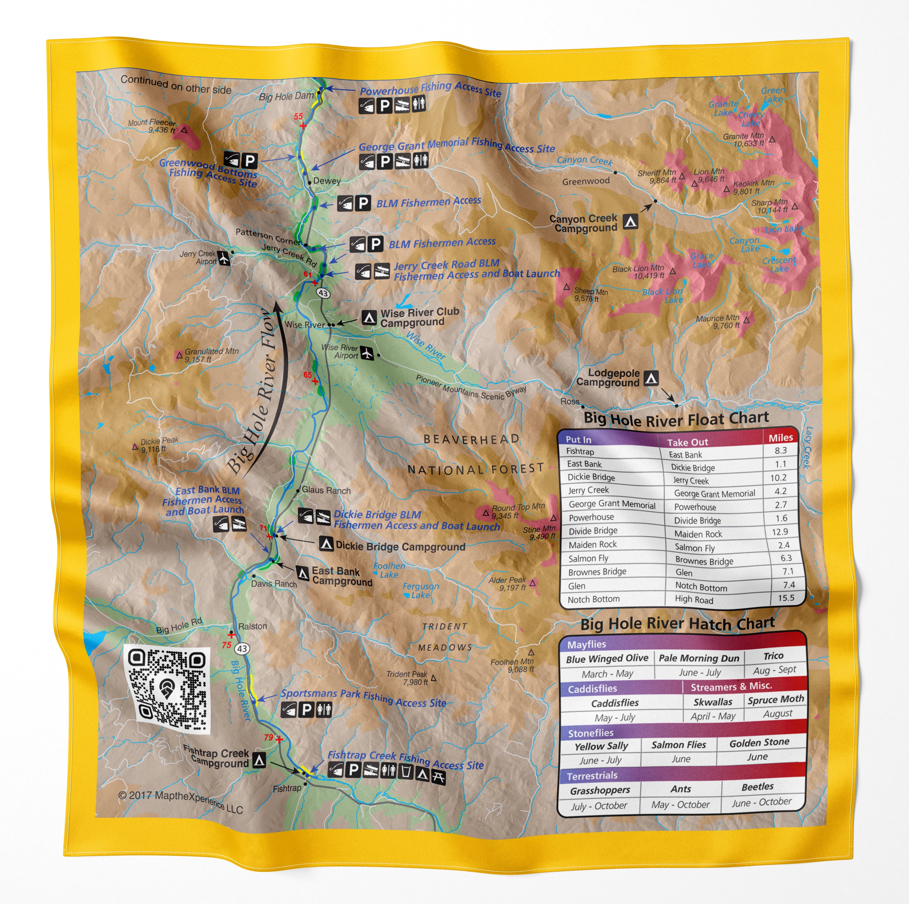Big Hole River Montana Microfiber Map Bandana