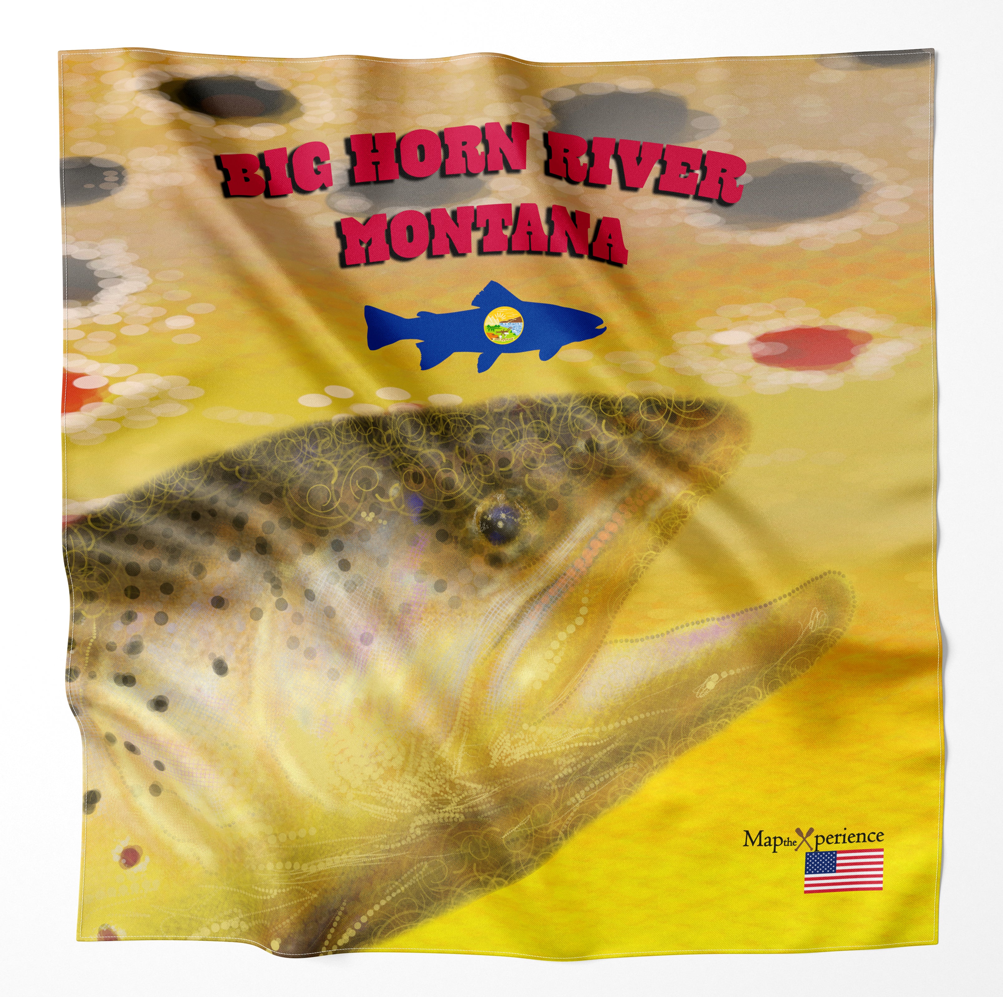 Bighorn River Montana Microfiber Map Bandana