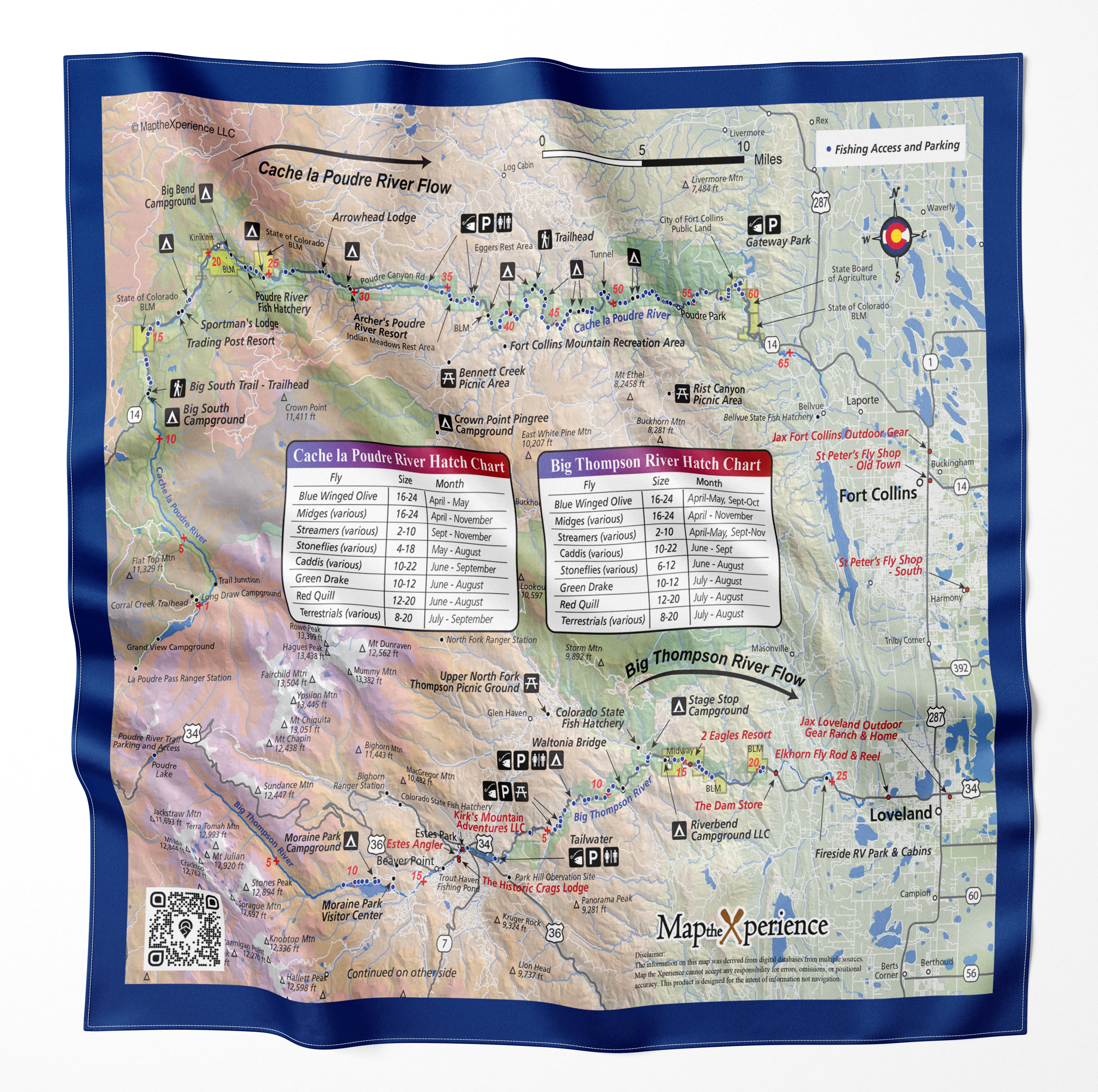 Big Thompson River Colorado Microfiber Map Bandana