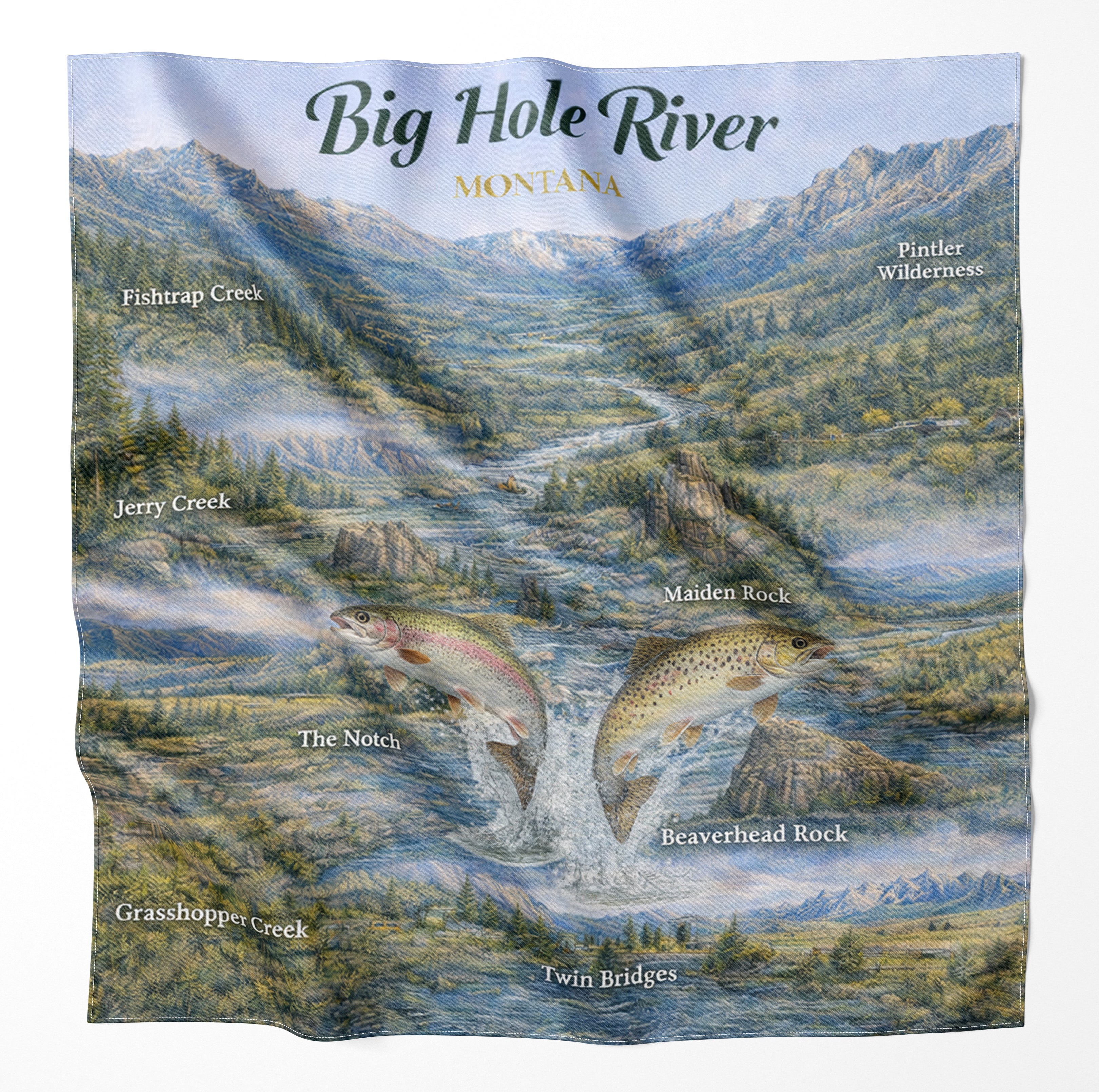 Big Hole River Montana Microfiber Map Bandana