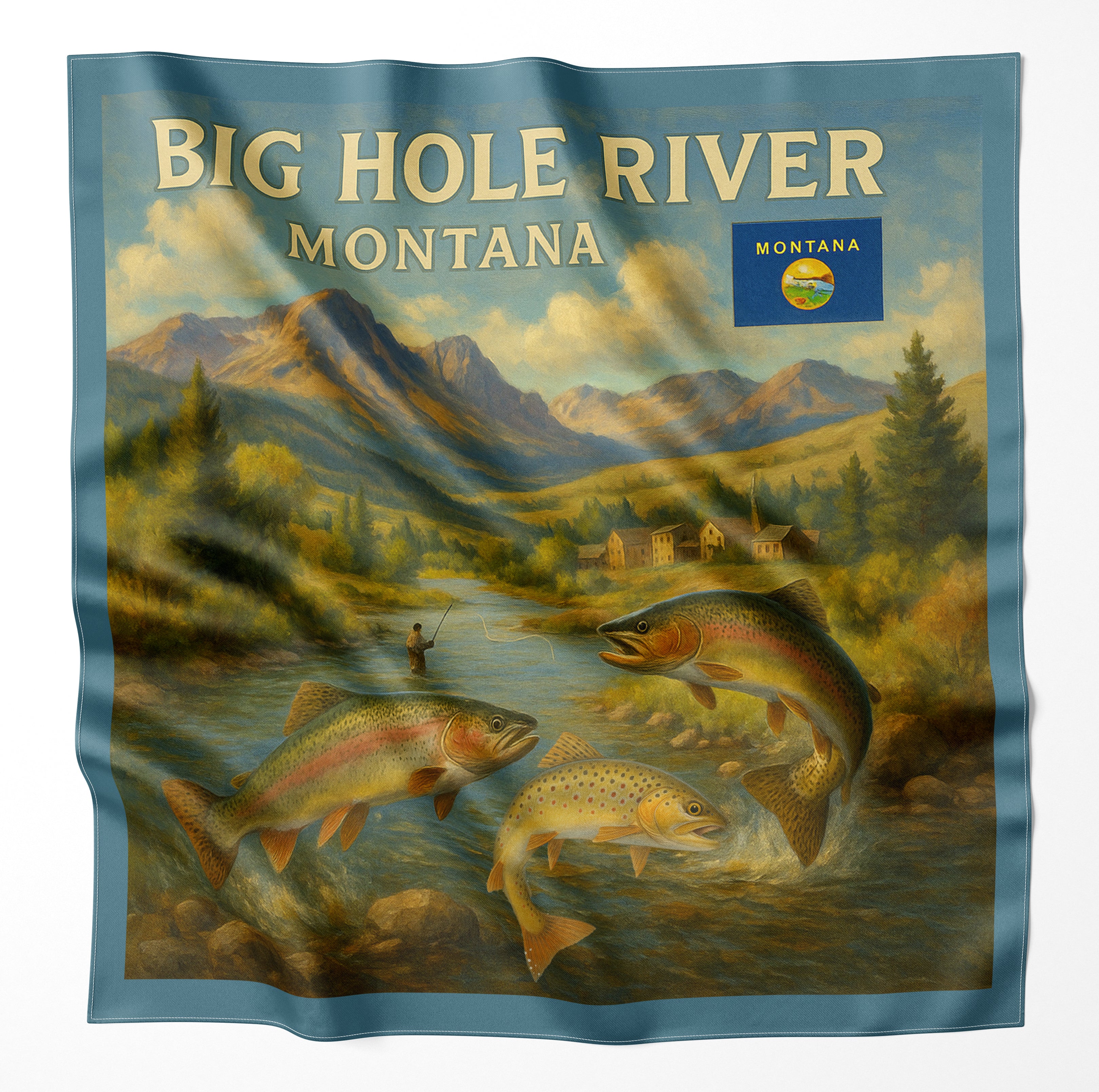 Big Hole River Montana Microfiber Map Bandana