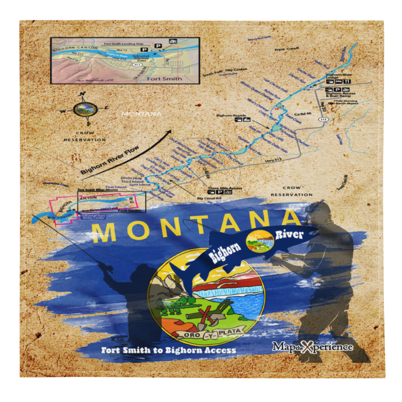 Bighorn River, Montana Handy Map Microfiber Bandana