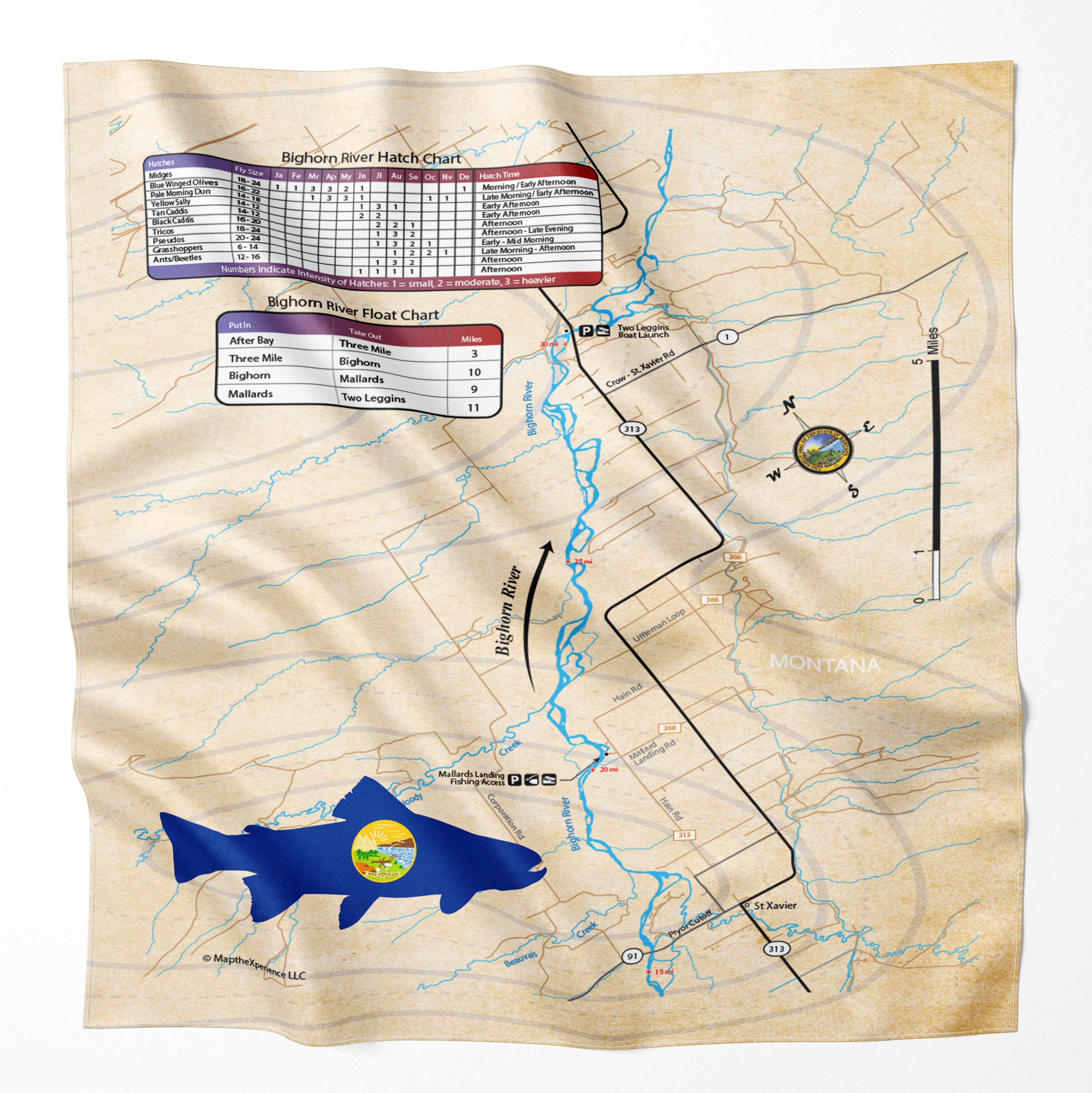 Bighorn River, Montana Microfiber Map Bandana