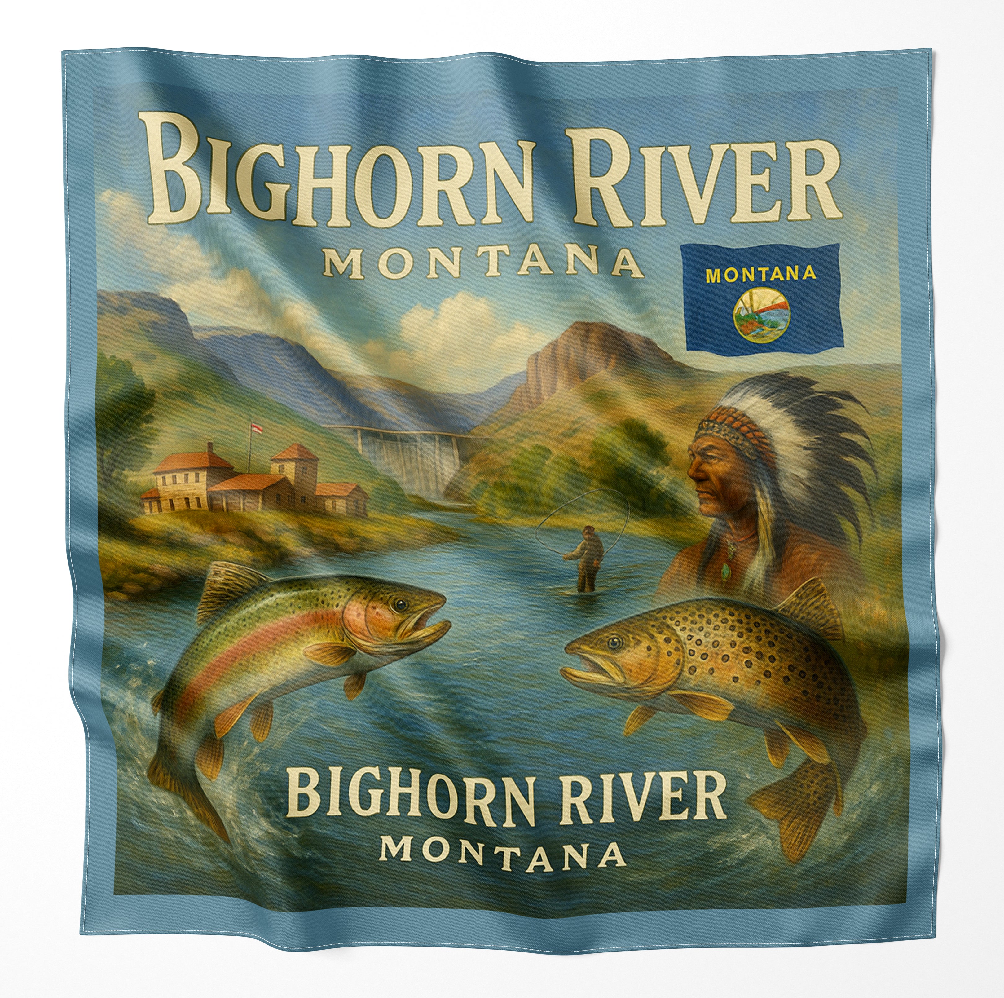 Bighorn River Montana Microfiber Cloth Bandana