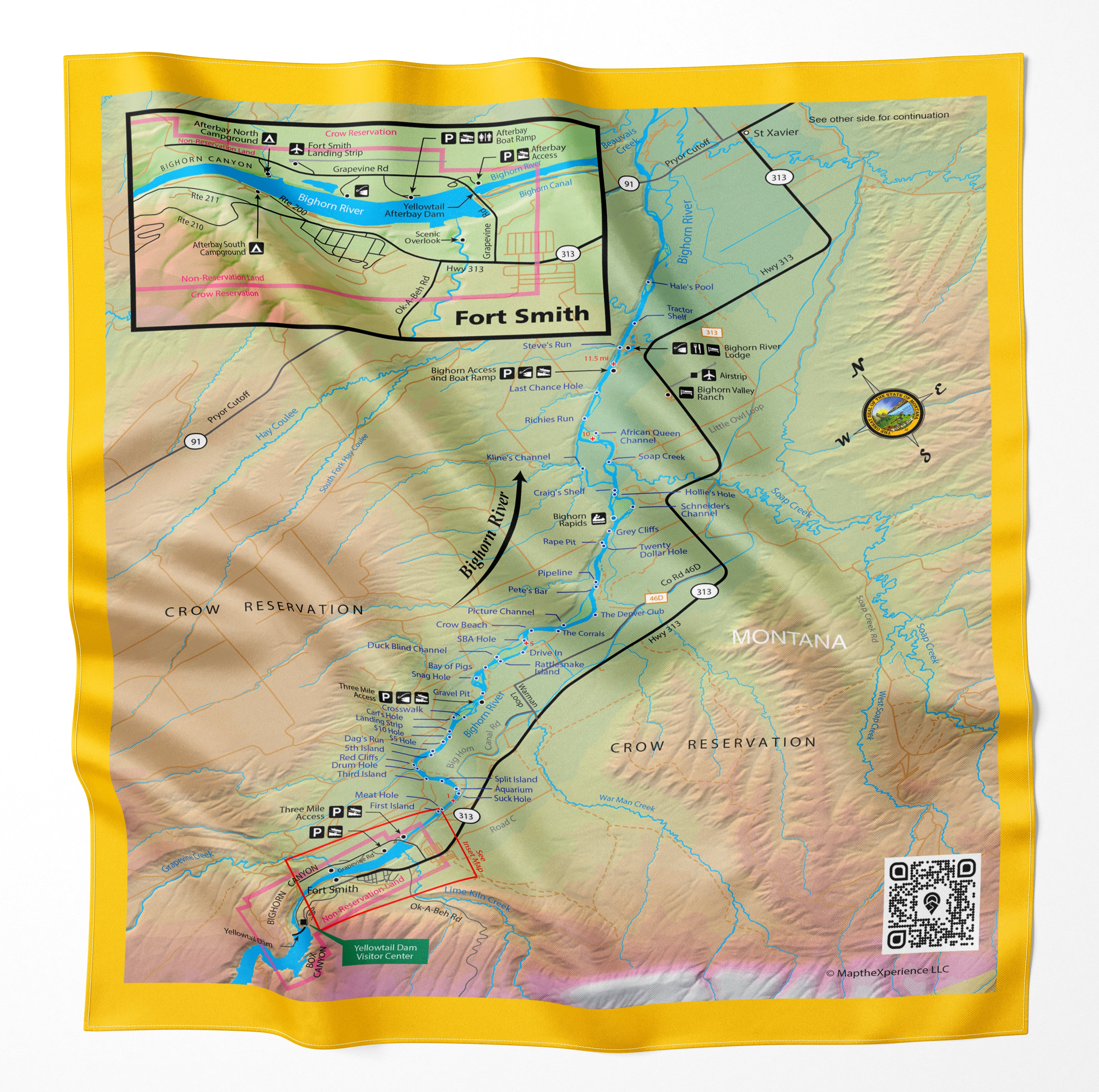 Bighorn River Montana Microfiber Map Bandana