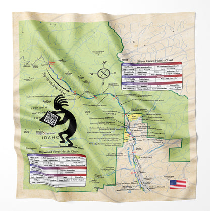 Bigwood River, Idaho Microfiber Map Bandana