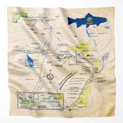 Bigwood River, Idaho Microfiber Map Bandana