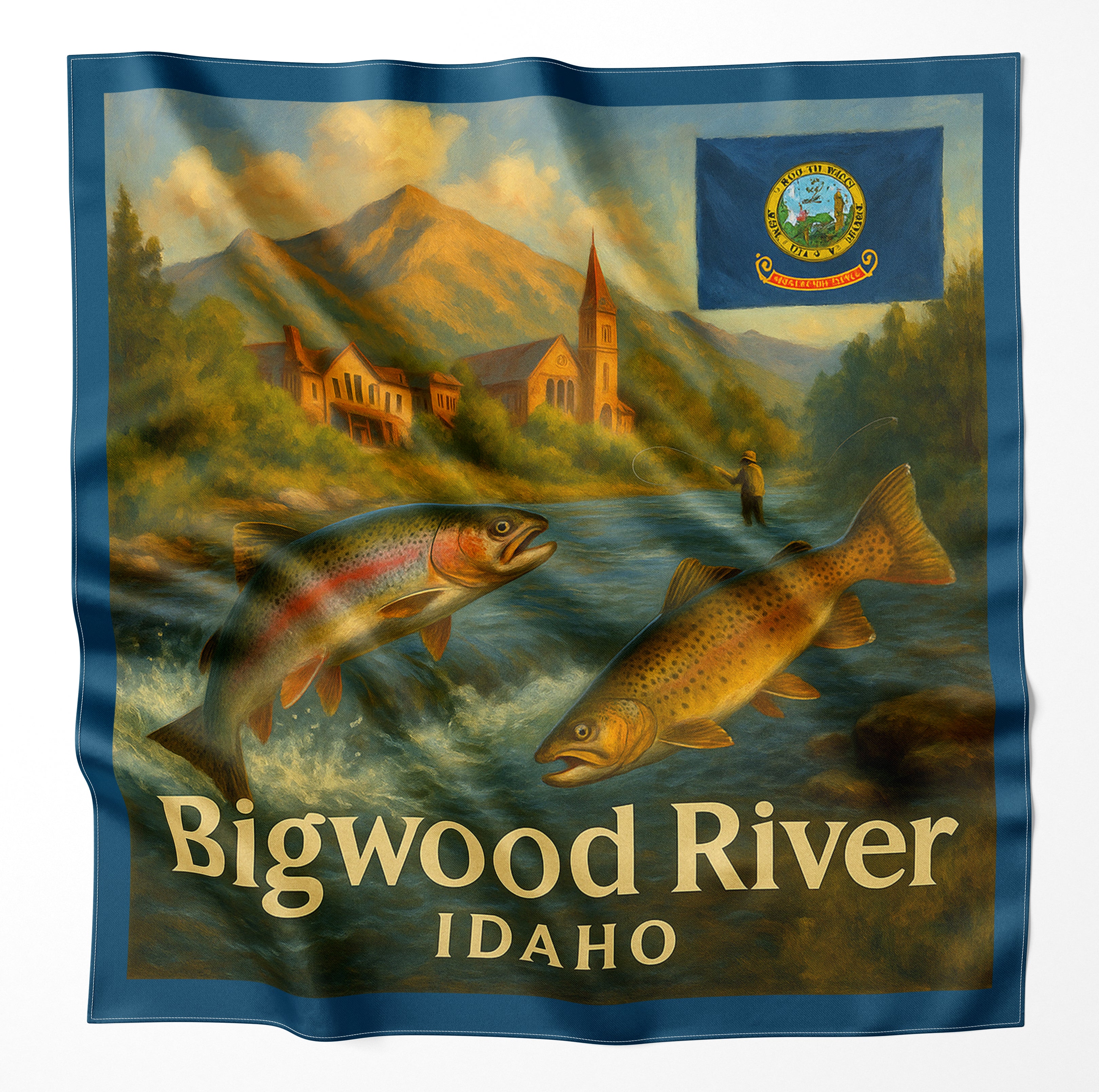 Bigwood River Idaho Microfiber Map Bandana