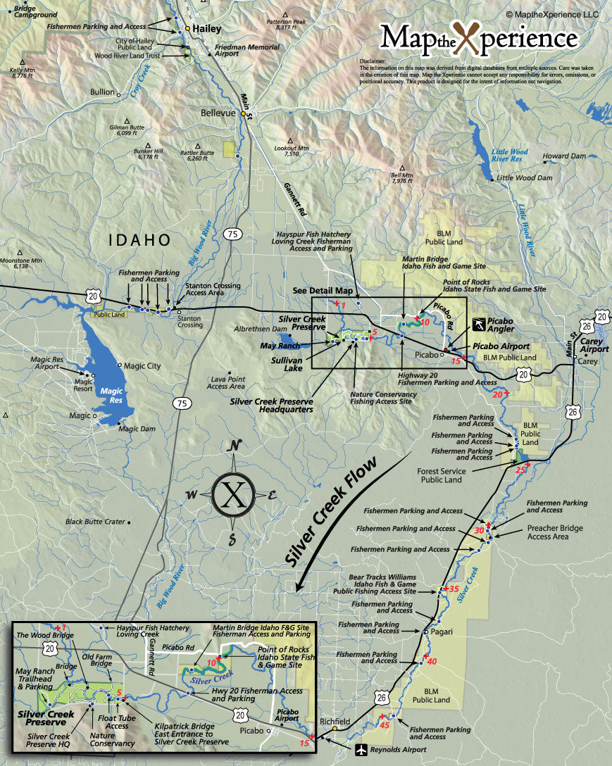 Bigwood River Idaho Paper Fly Fishing Map