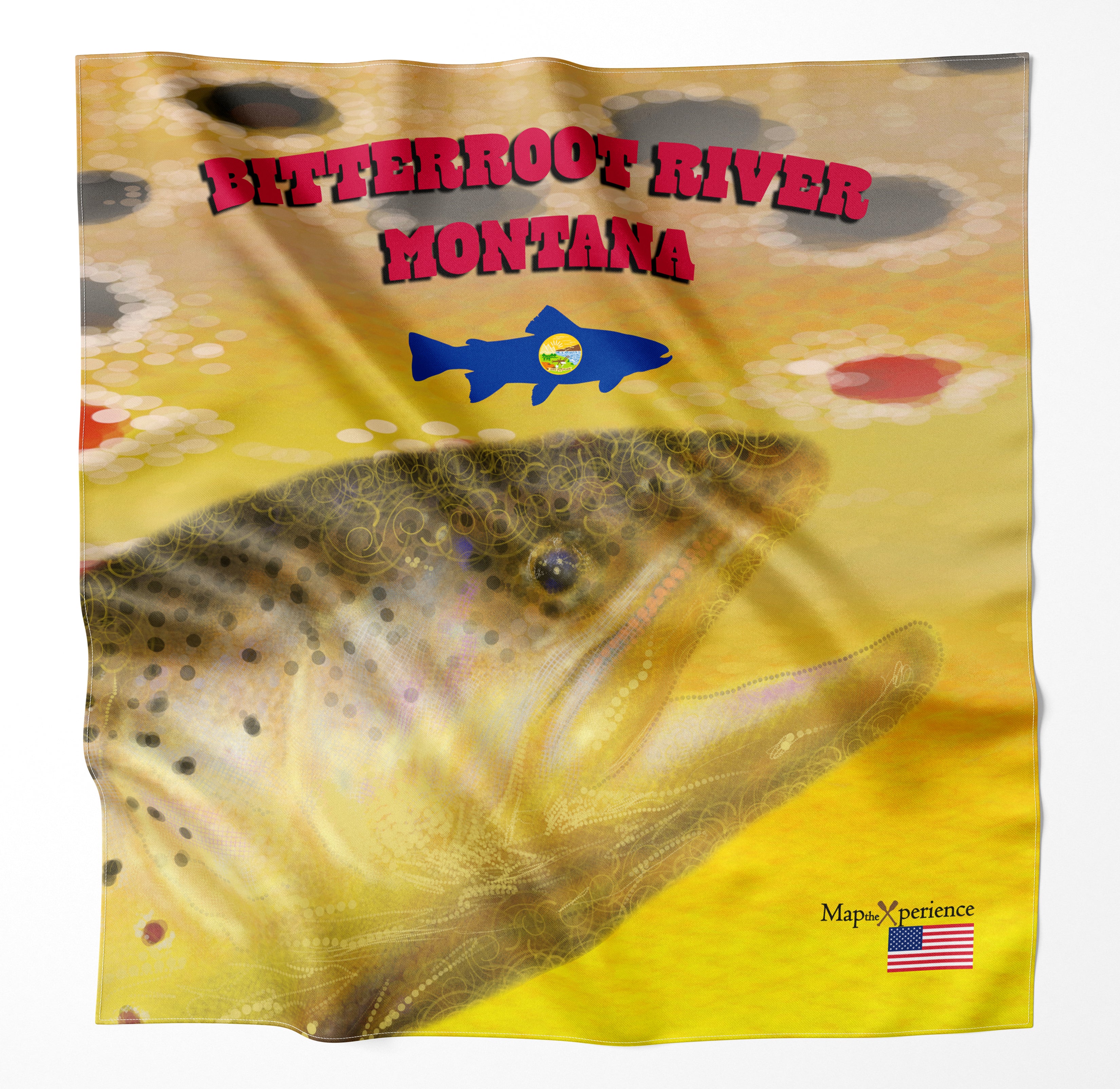 Bitterroot River Montana Microfiber Map Bandana