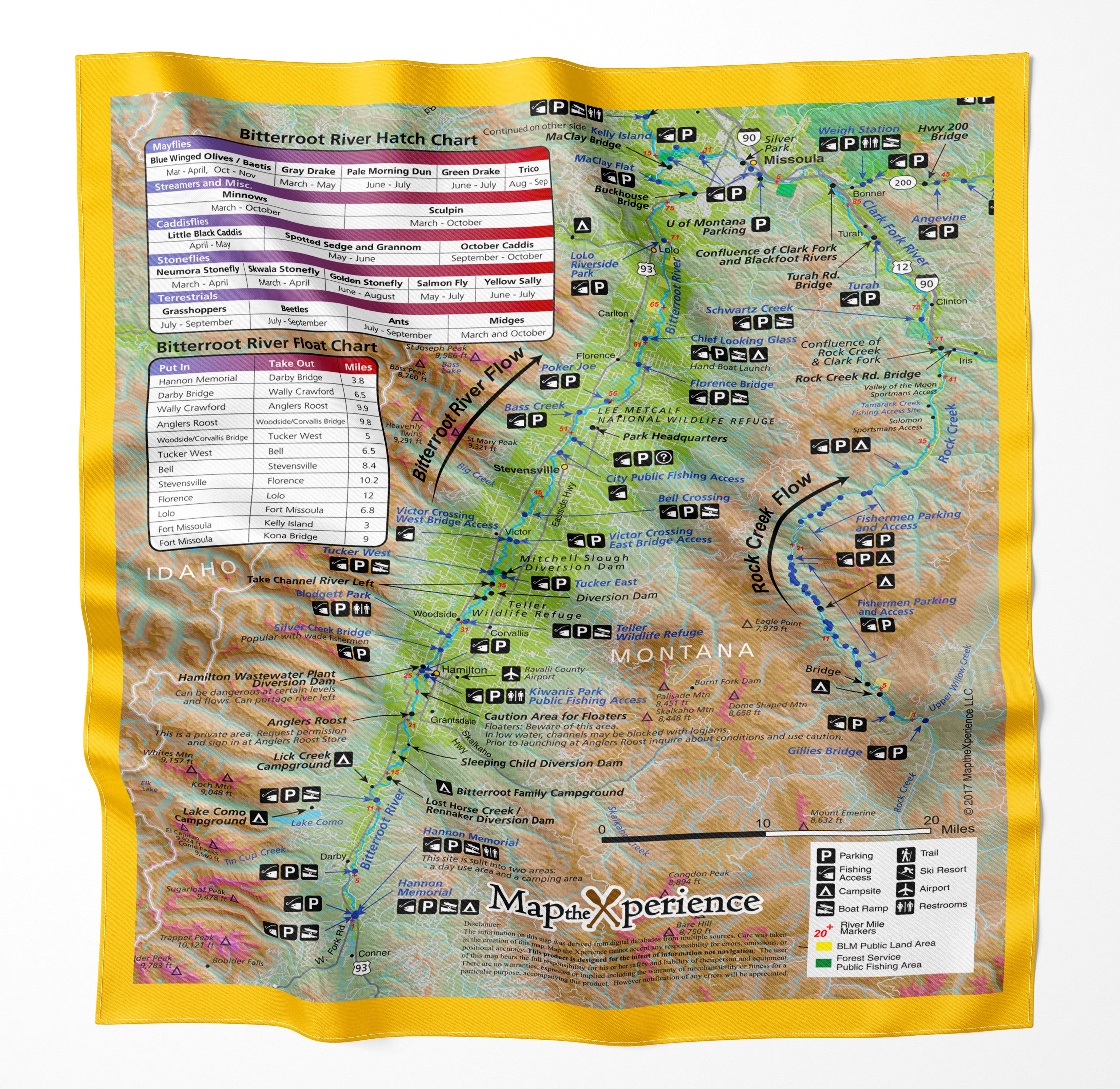 Bitterroot River Montana Microfiber Map Bandana