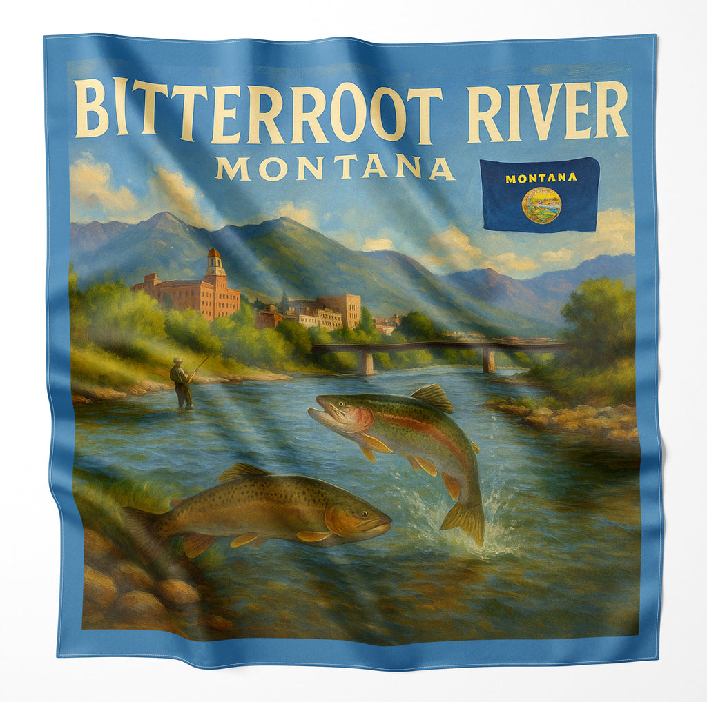 Bitterroot River Montana Microfiber Map Bandana