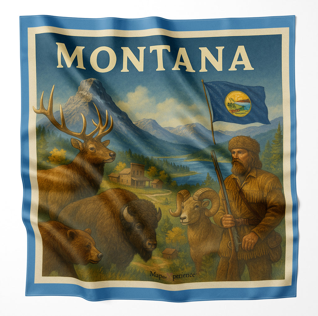 Bitterroot River Montana Microfiber Map Bandana