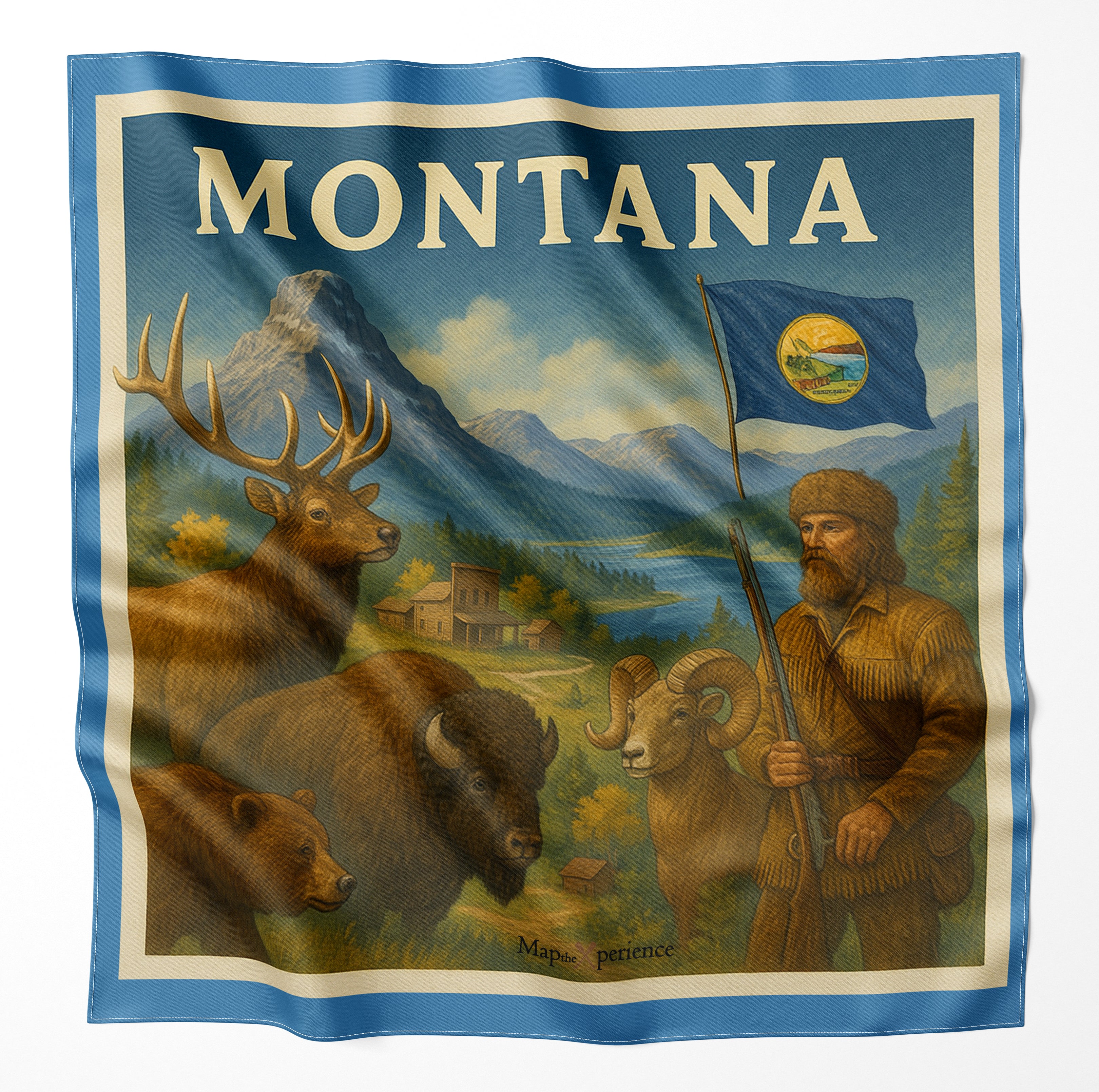 Bitterroot River Montana Microfiber Map Bandana