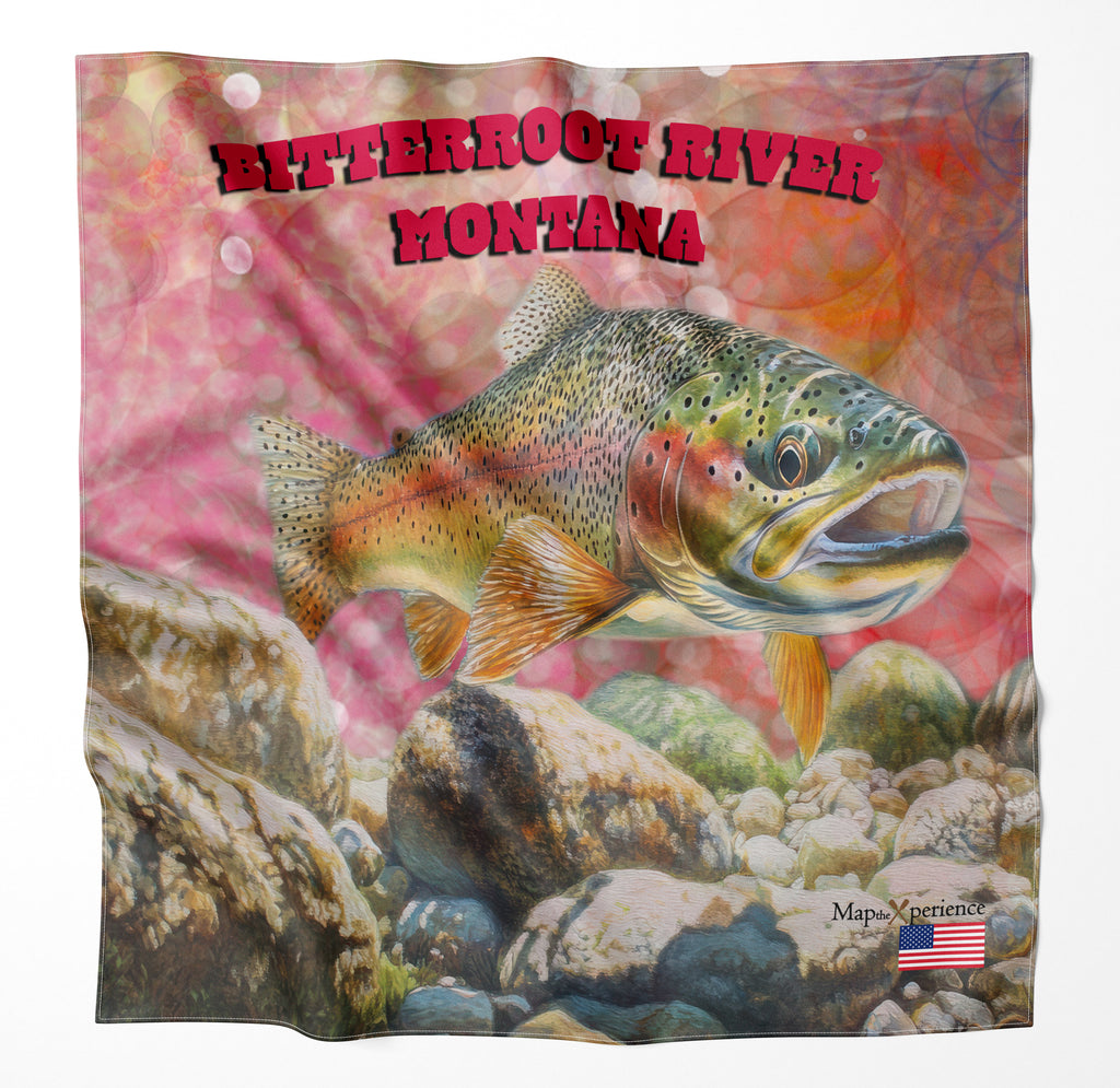 Bitterroot River Montana Microfiber Map Bandana