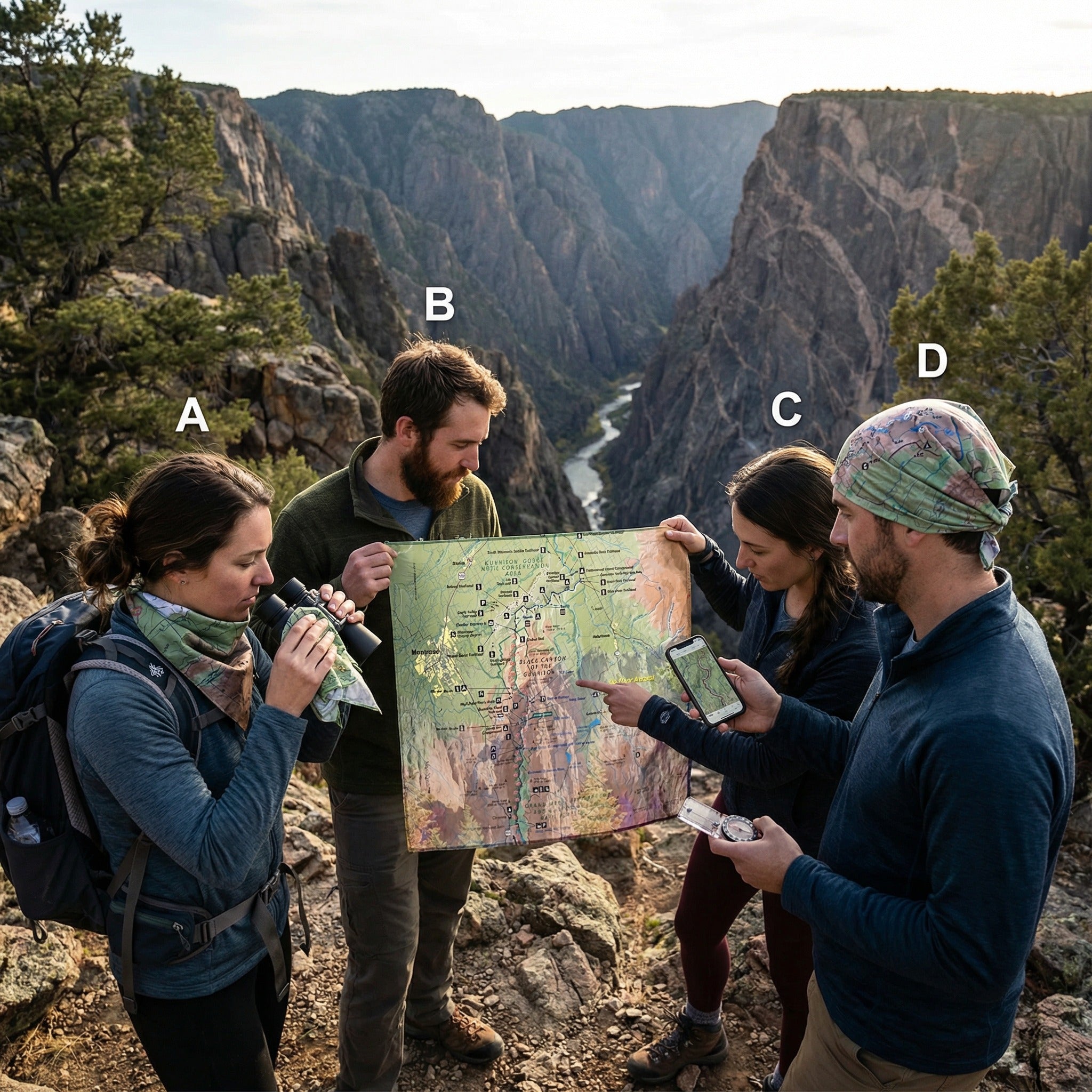 Black Canyon of the Gunnison National Park Handy Map Microfiber Cloth Bandana