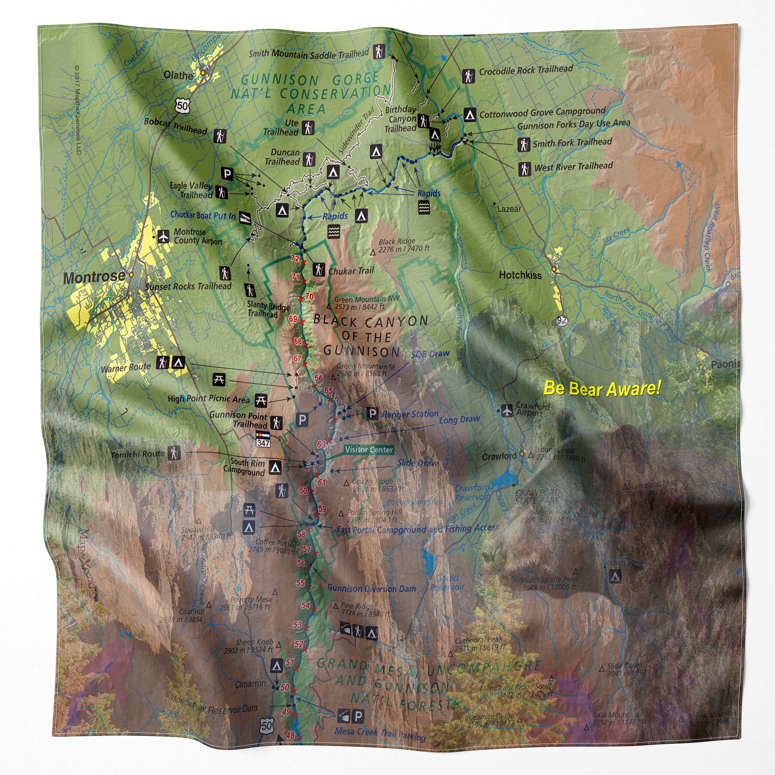 National Park Microfiber Cloth Map Bandana
