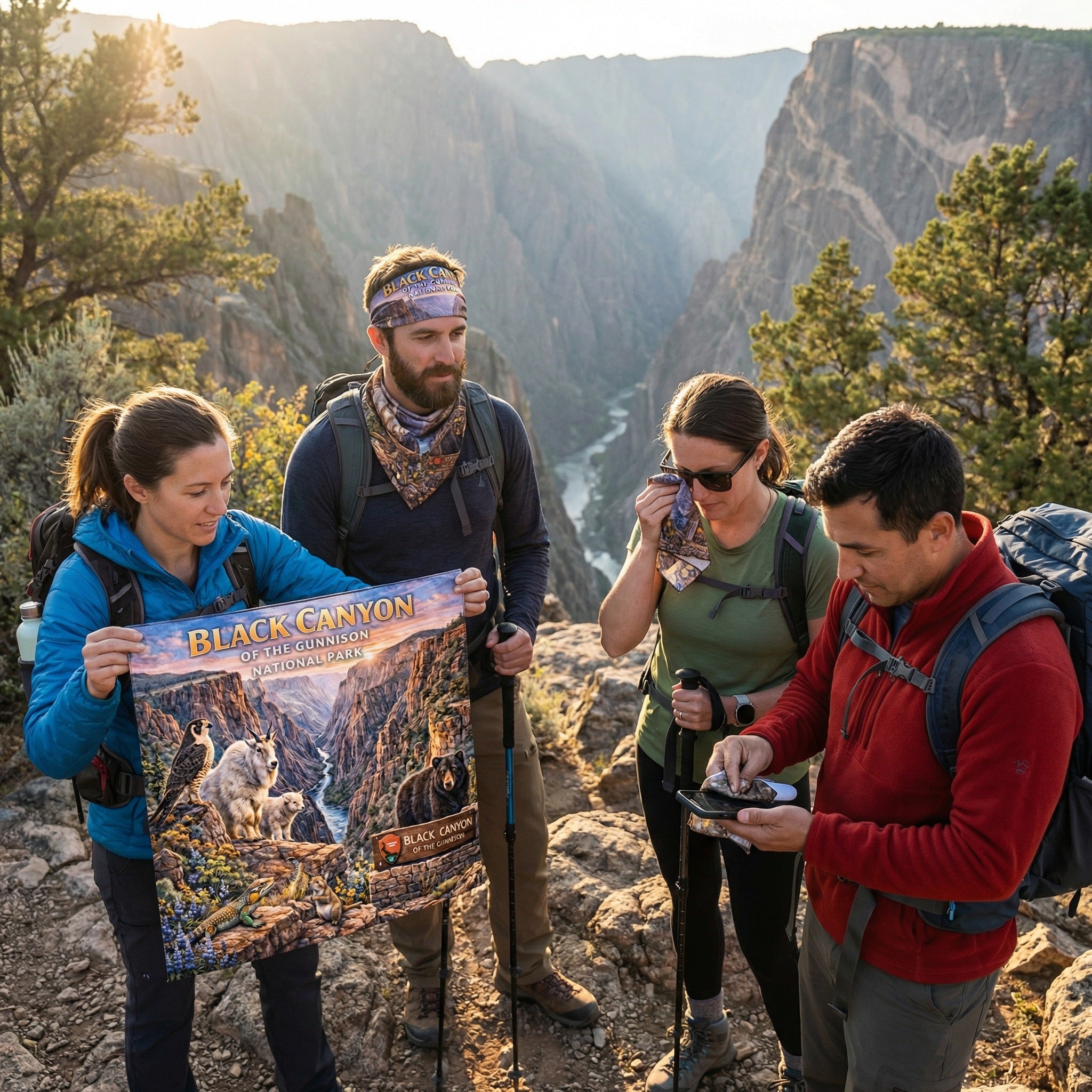 Black Canyon of the Gunnison National Park Handy Map Microfiber Cloth Bandana